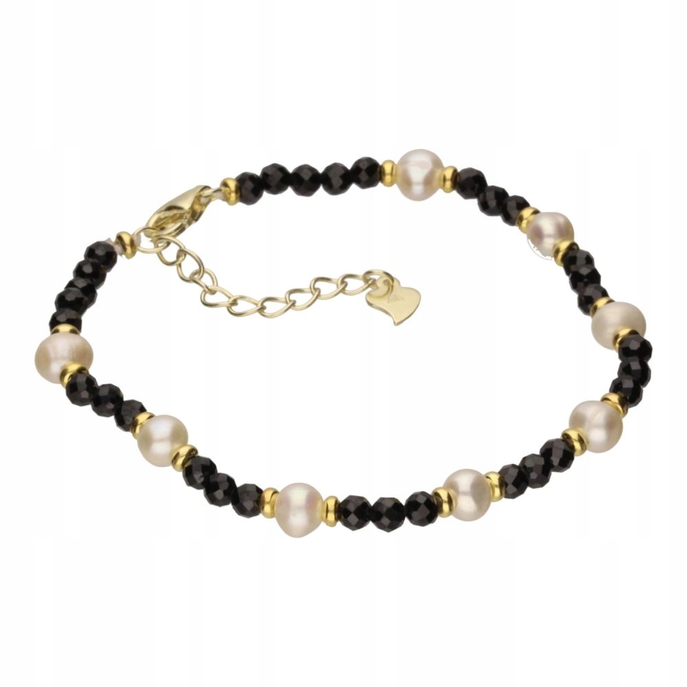 Náramek z přírodních kamenů stříbro 925 jako dárek 4.37 g perly spinel