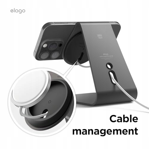 ELAGO MS4 Stacja Ładowania MagSafe iPhone 16 15 14 13 12 Aluminium Czarna — miniatura 4