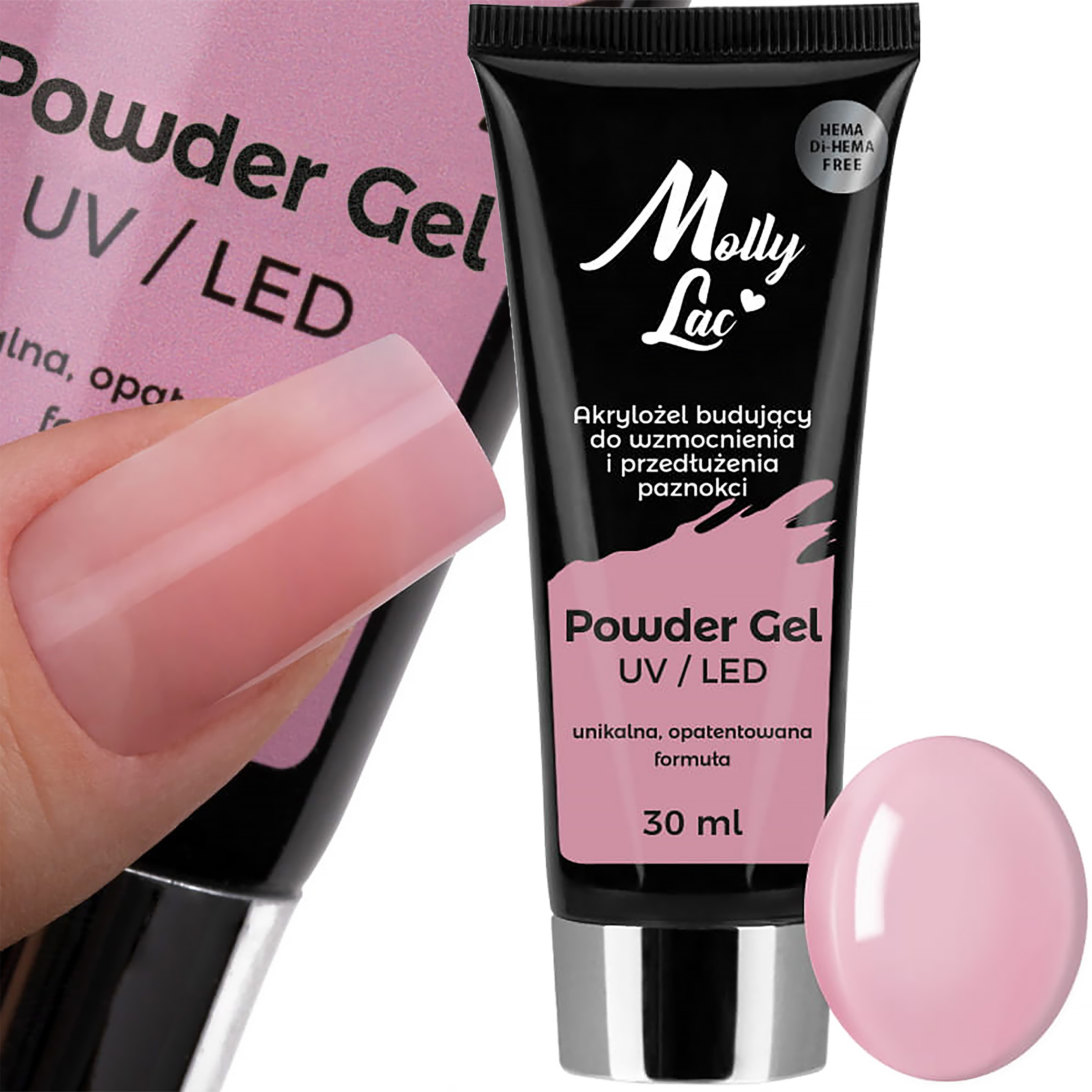 Molly Lac Akrylożel Powder Gel Budujący 30 ml - Nr 06 French Pink