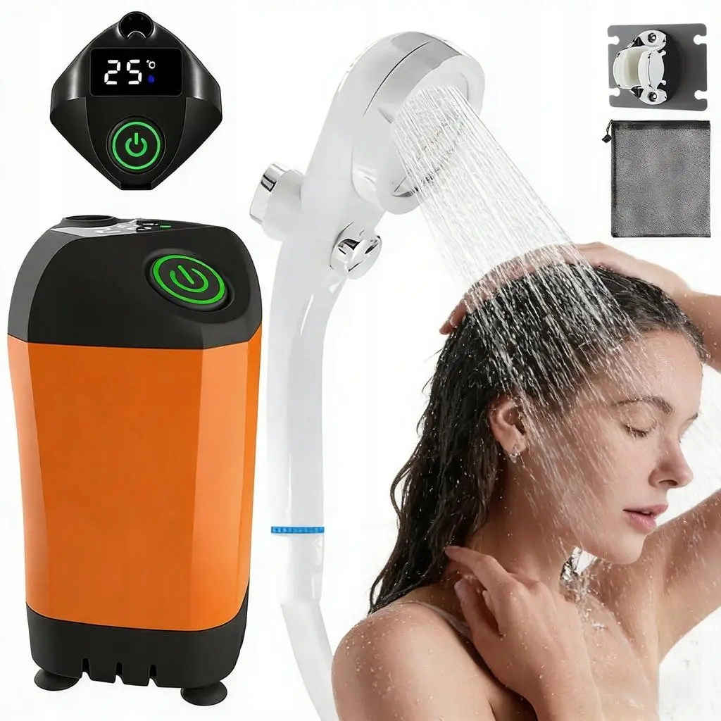 Prysznic Turystyczny Kempingowy Z Miernikiem Temperatury Wody 4800MAH 2M