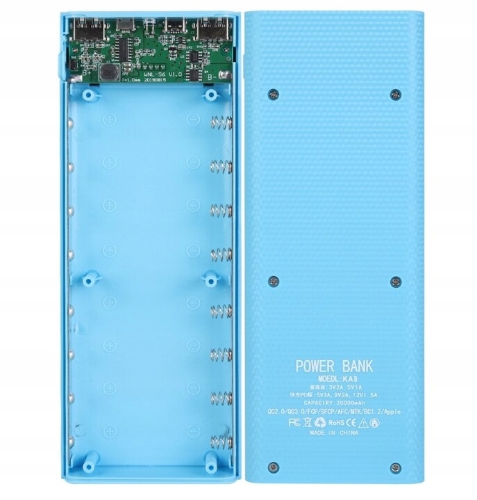 Obudowa PowerBank 8x 18650 2xUSB USB C SKRĘCANA Materiał obudowy tworzywo sztuczne
