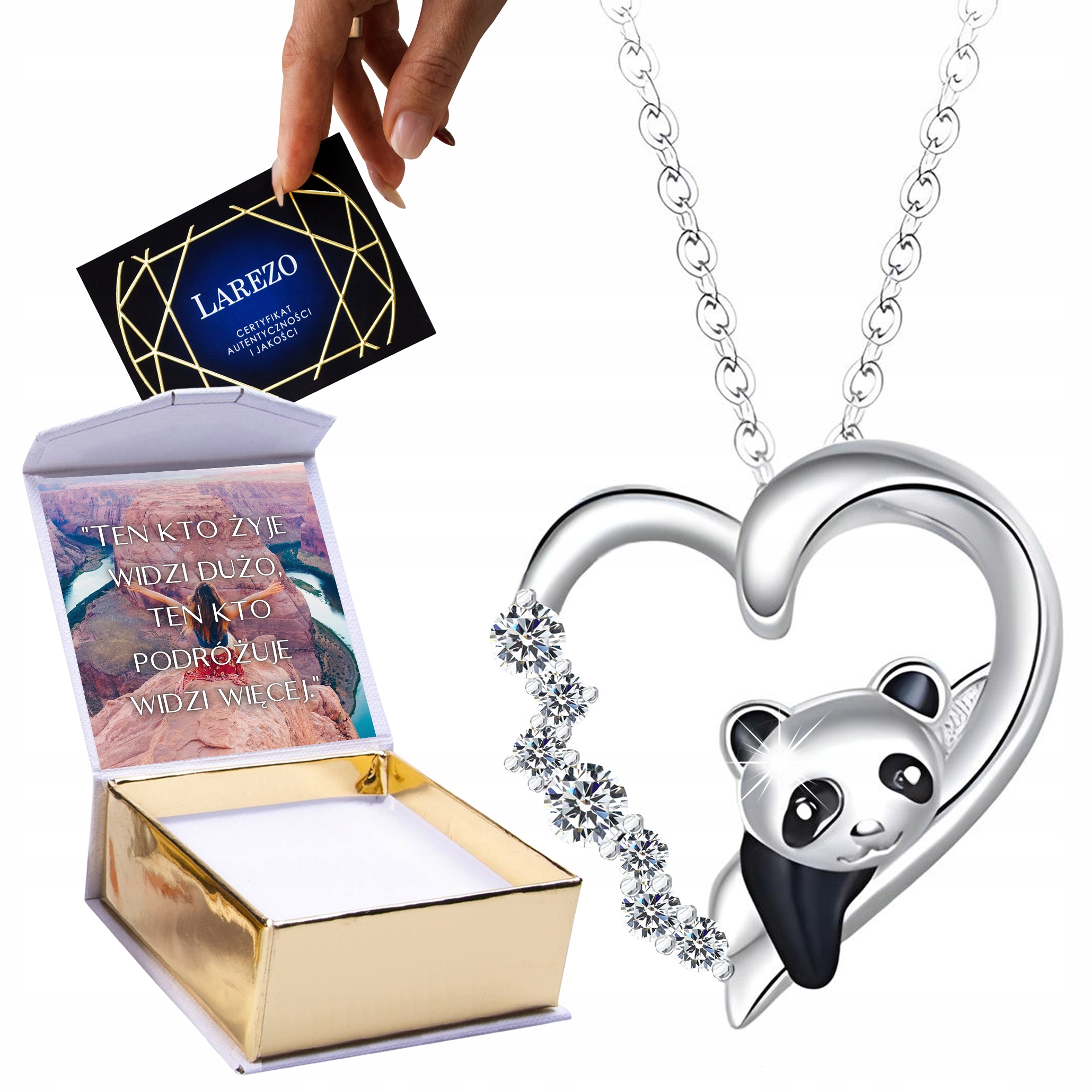 Stříbrný Náhrdelník Srdce přátelství s pandou pro bff Best Friends Panda Potisk