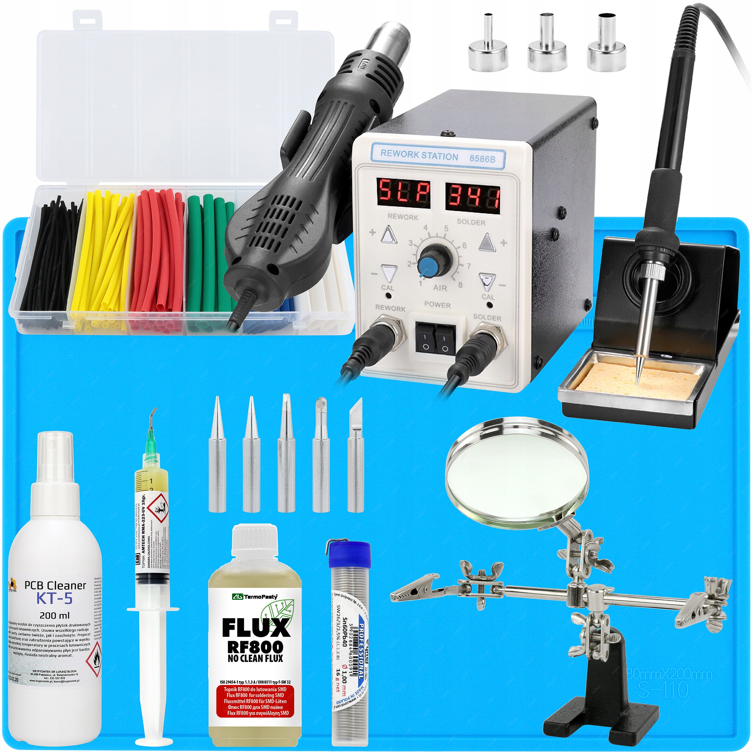 Pájecí Stanice Hot Air Přesná Páječka 900M 8586B 2v1 Příslušenství