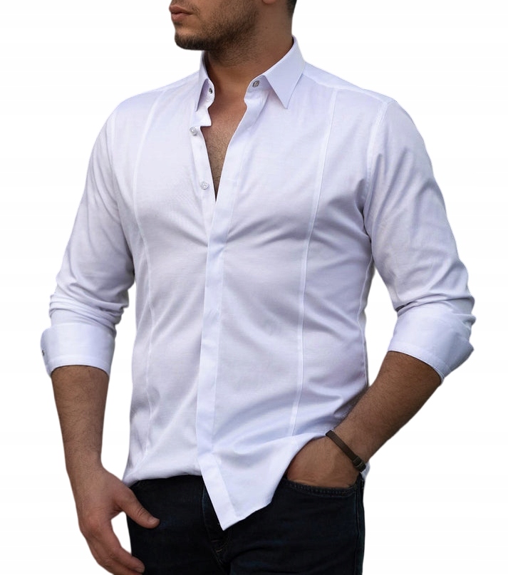 ELEGANCKA KLASYCZNA KOSZULA MĘSKA GŁADKA - XXL