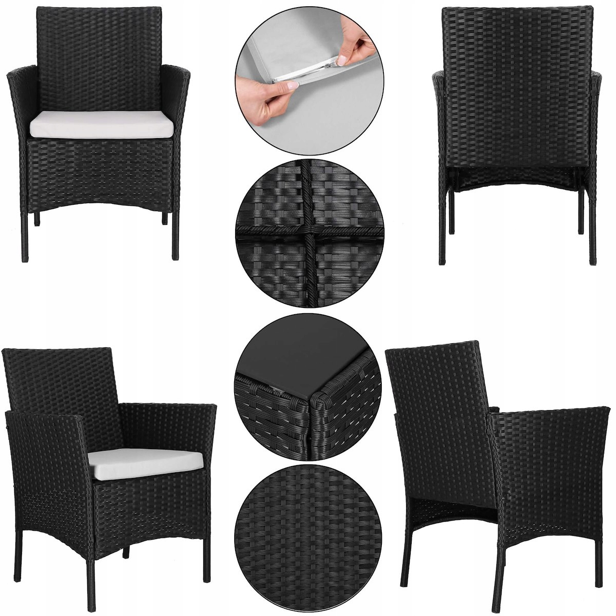 MEBLE OGRODOWE ZESTAW SOFA STOLIK FOTELE RATTANOWE KOMPLET MEBLI NA 5 OSÓB Liczba elementów w zestawie 4