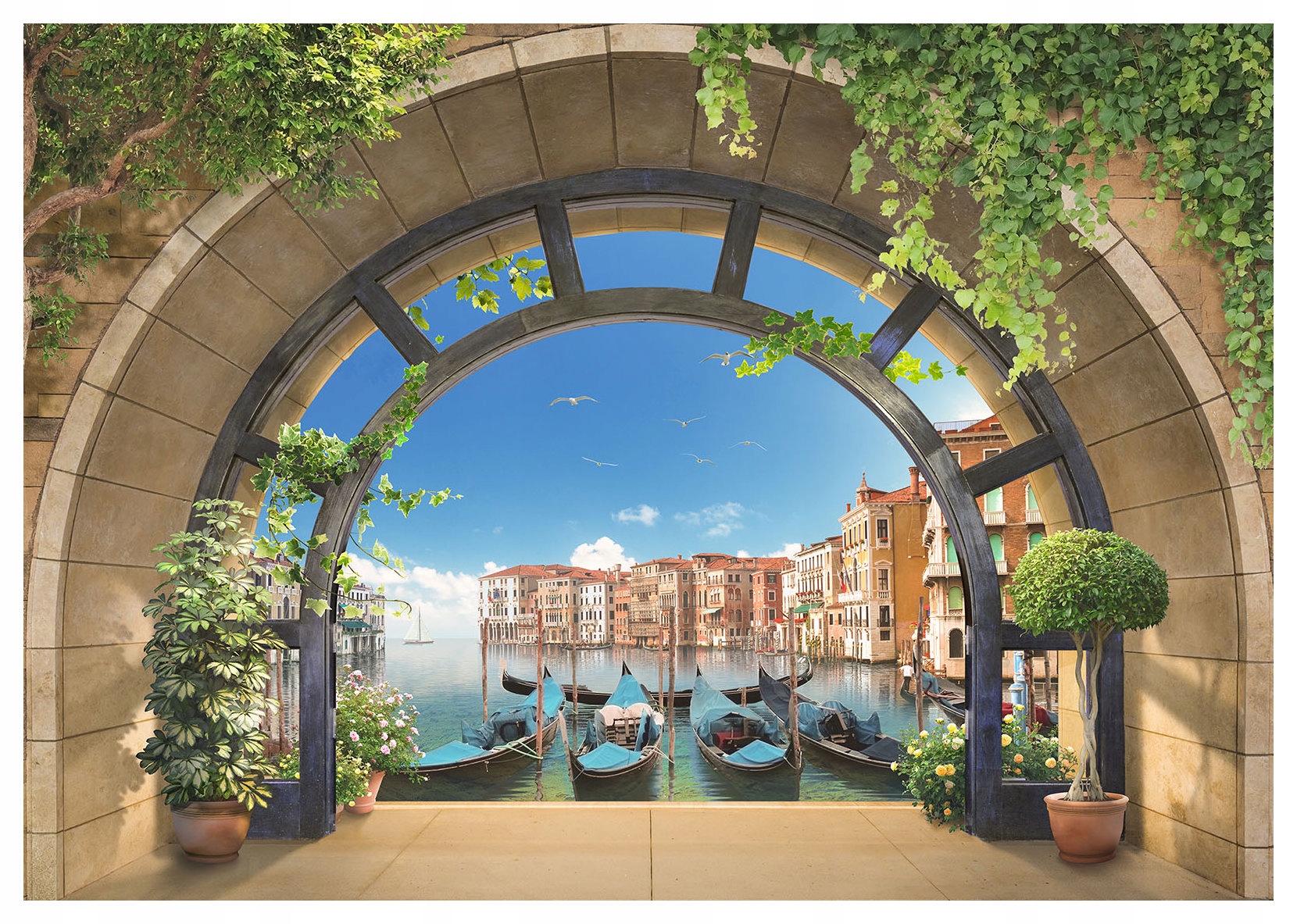 Vliesová fototapeta Benátky Kanál gondoly arkáda okno 520x318 lepidlo