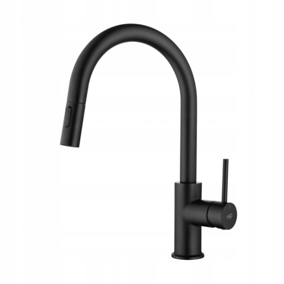 Kuchynská Batéria Čierna Matná S Výsuvným Výtokom