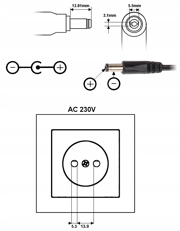 ZASILACZ 5V/2A/5.5 ABCV Maksymalny prąd wyjściowy 2 A