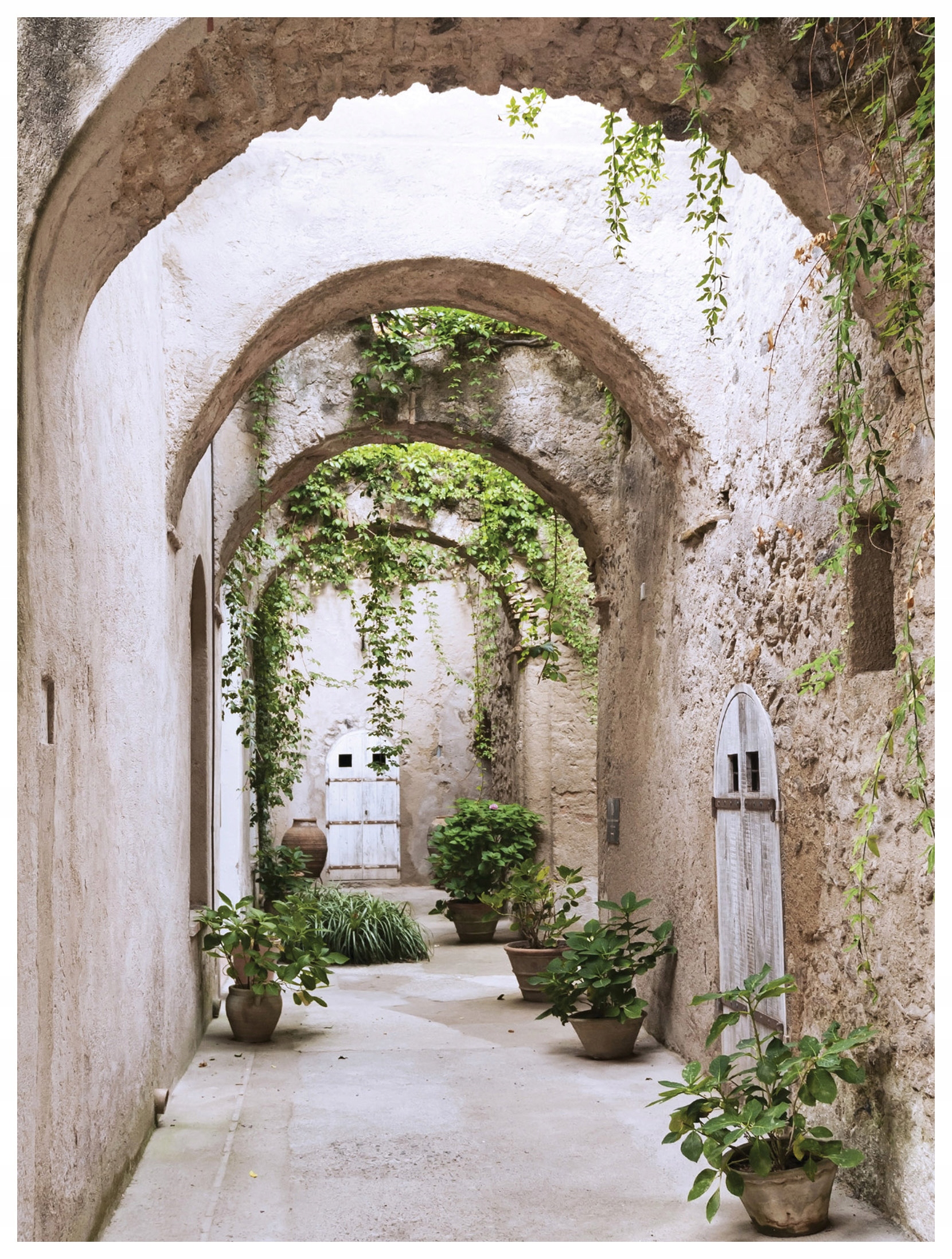 Vinylová tapeta Starověké kamenné oblouky s rostlinami perspektivou 184x254 lepidlo