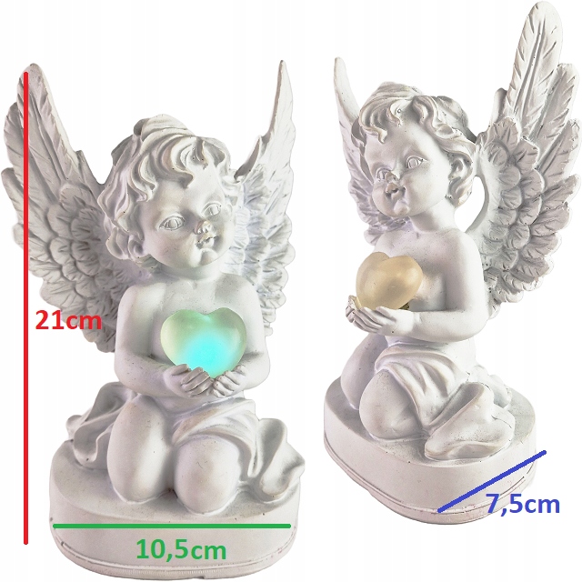 ANIOŁEK Z SERCEM LED WKŁAD GRÓB ZNICZ ANIOŁ PODŚWIETLANY ŚWIECĄCY ZNICZY Kolor biały