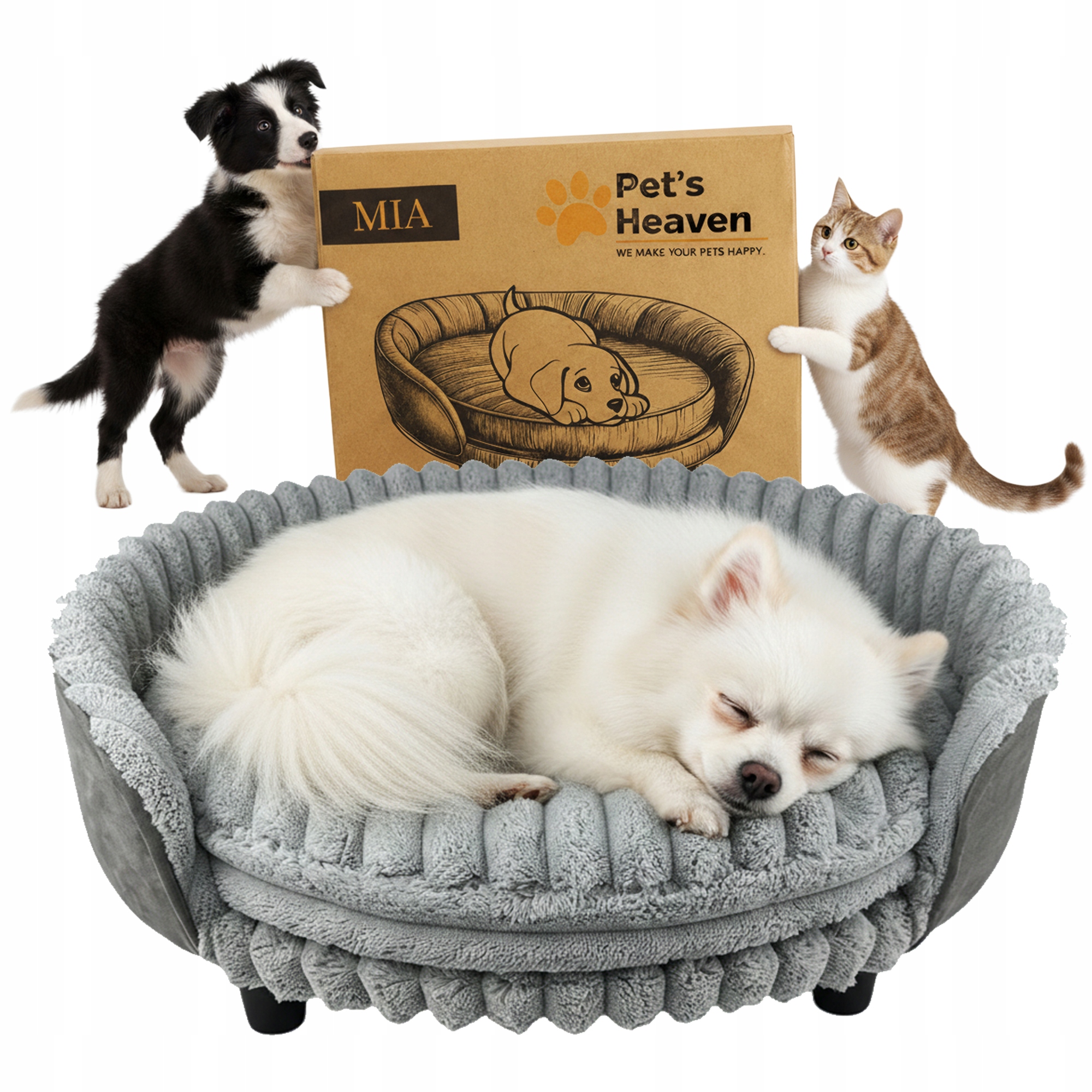 Pelíšek na nožkách, sametová pohovka, jemný na dotek polštář pro praní