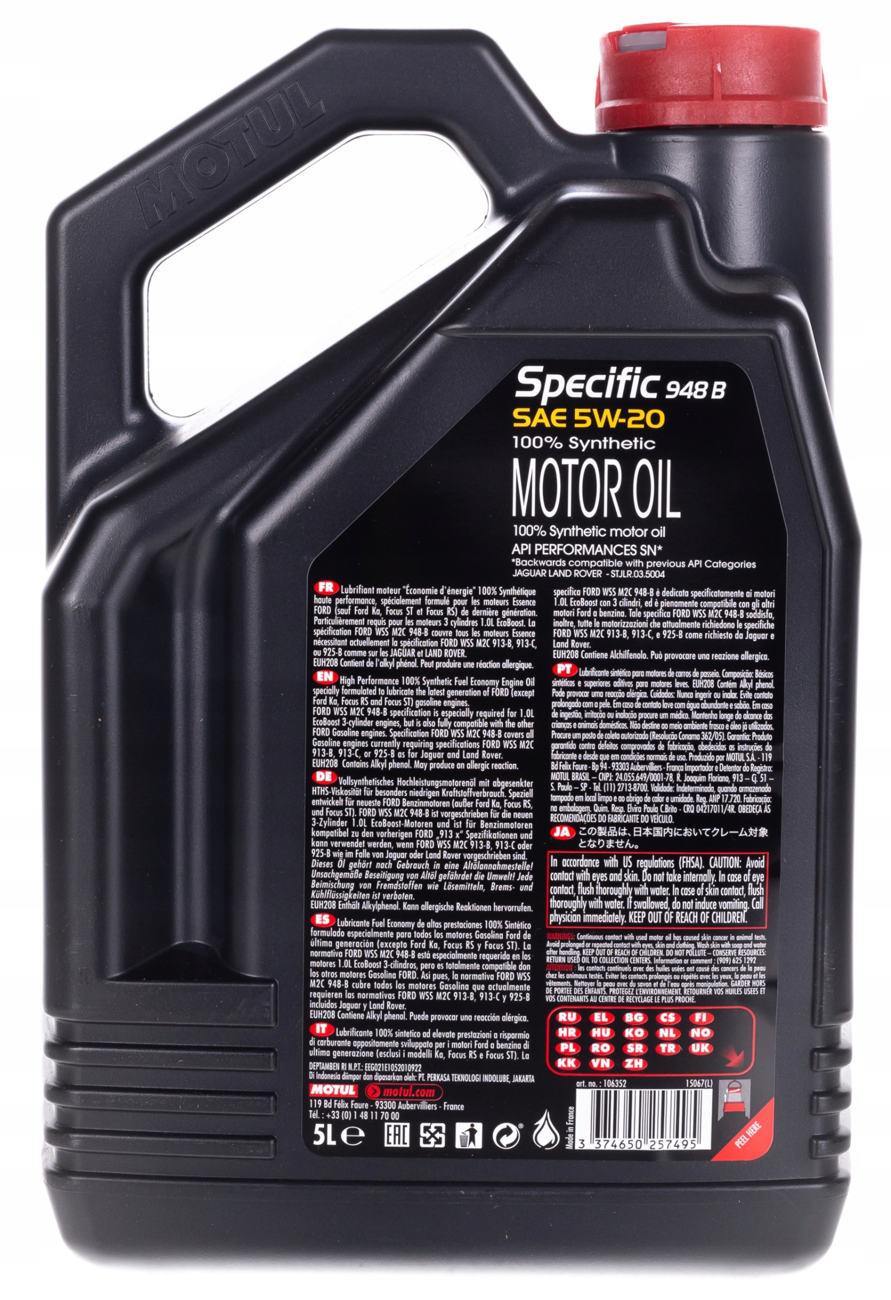 MOTUL SPECIFIC 948 B 5W20 - 5L Pojemność opakowania 5 l