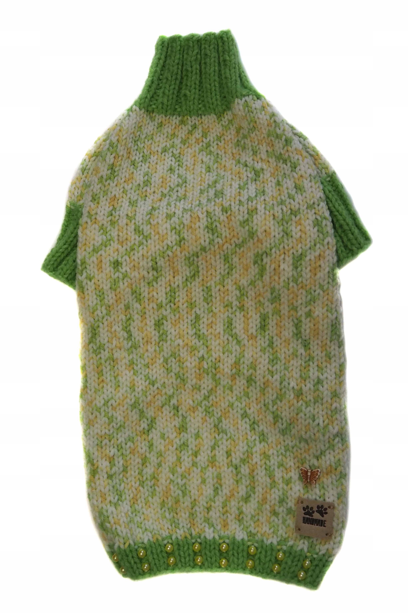 Světle zelený svetr pro psa, ručně vyráběný handmade, velikost L