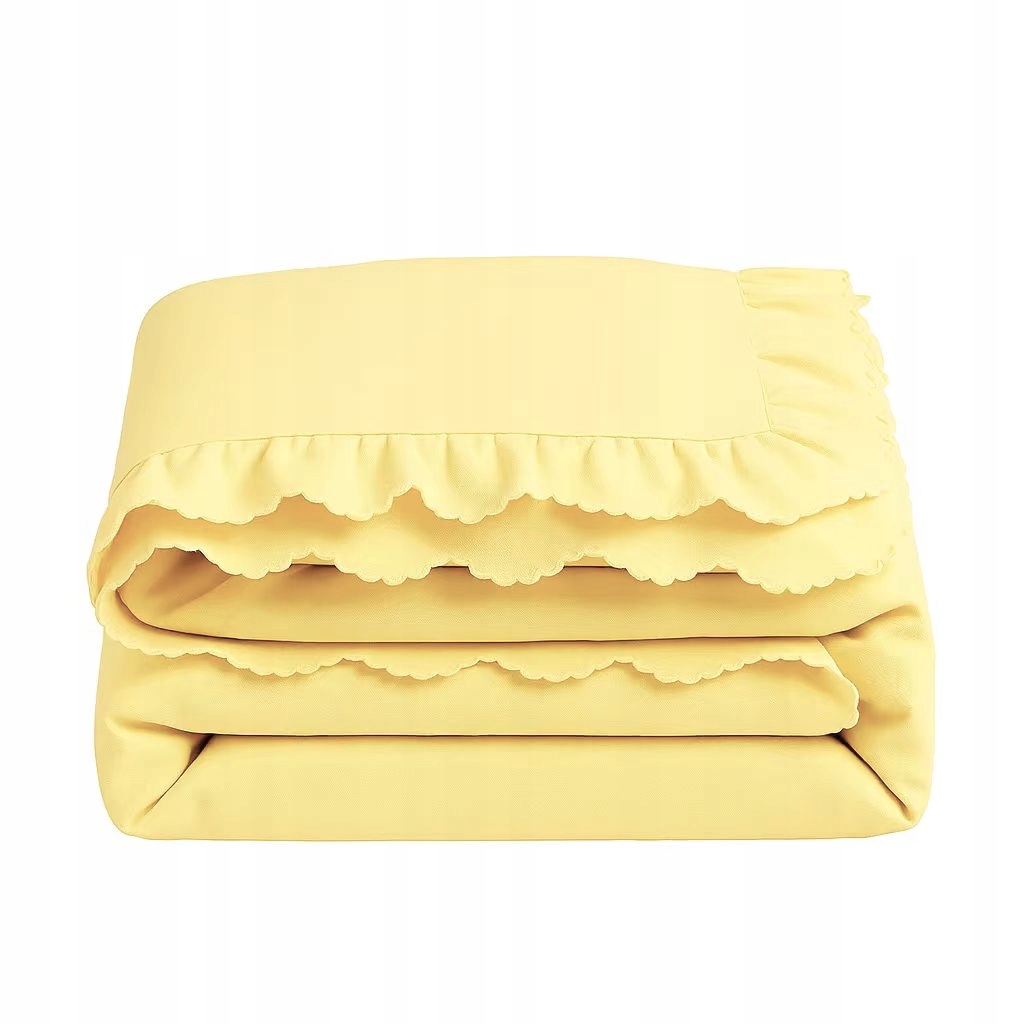 Pościel z falbanką 200x220 zestaw jednokolorowa gładka bez wzoru boho żółta