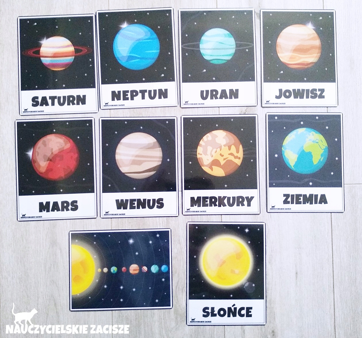 PLANETY Układ słoneczny Plansze edukacyjne x10 Wydawnictwo inne