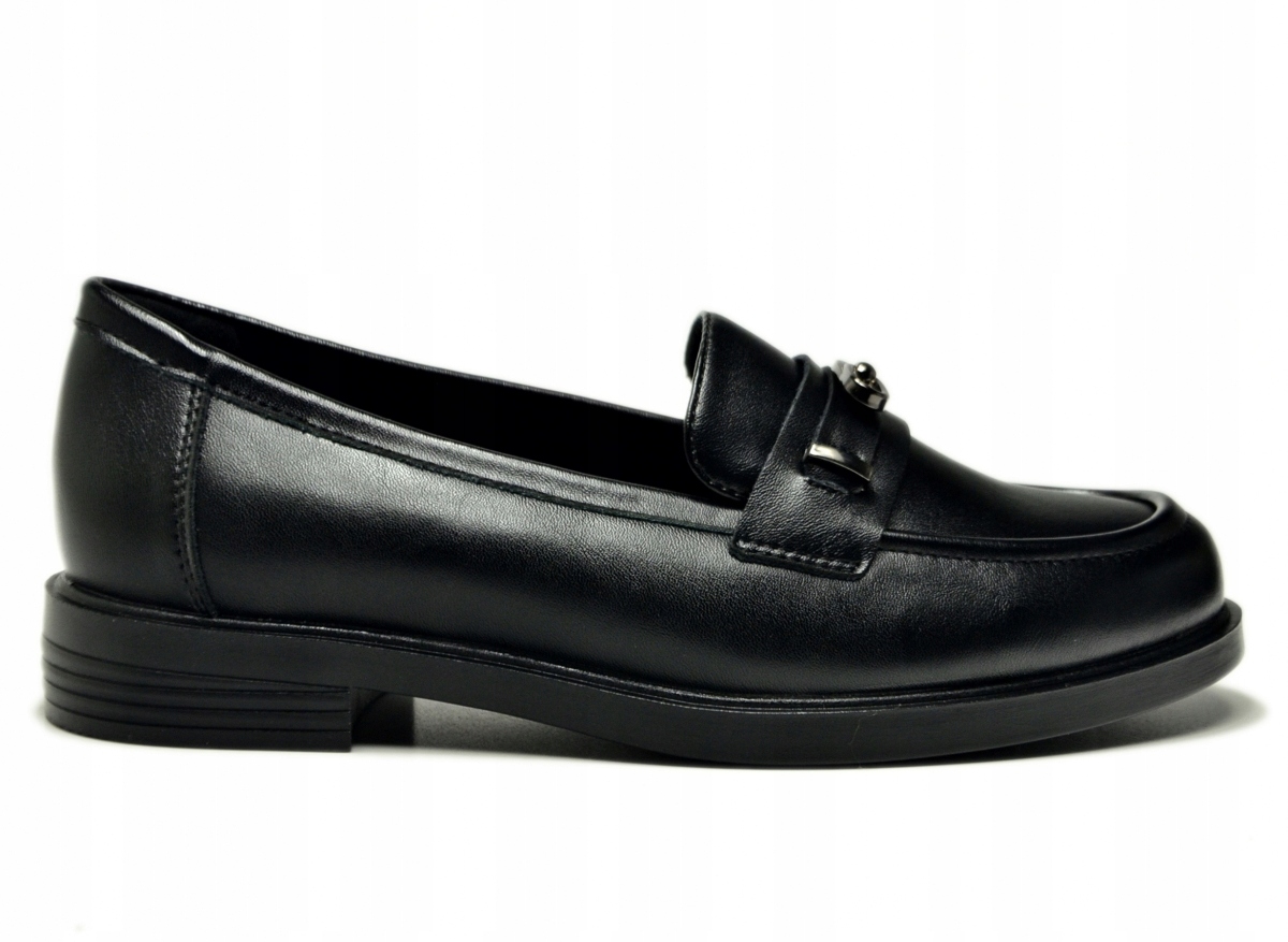 Mokasyny czarne skóra 38 półbuty Vinceza 18123 skórzane damskie