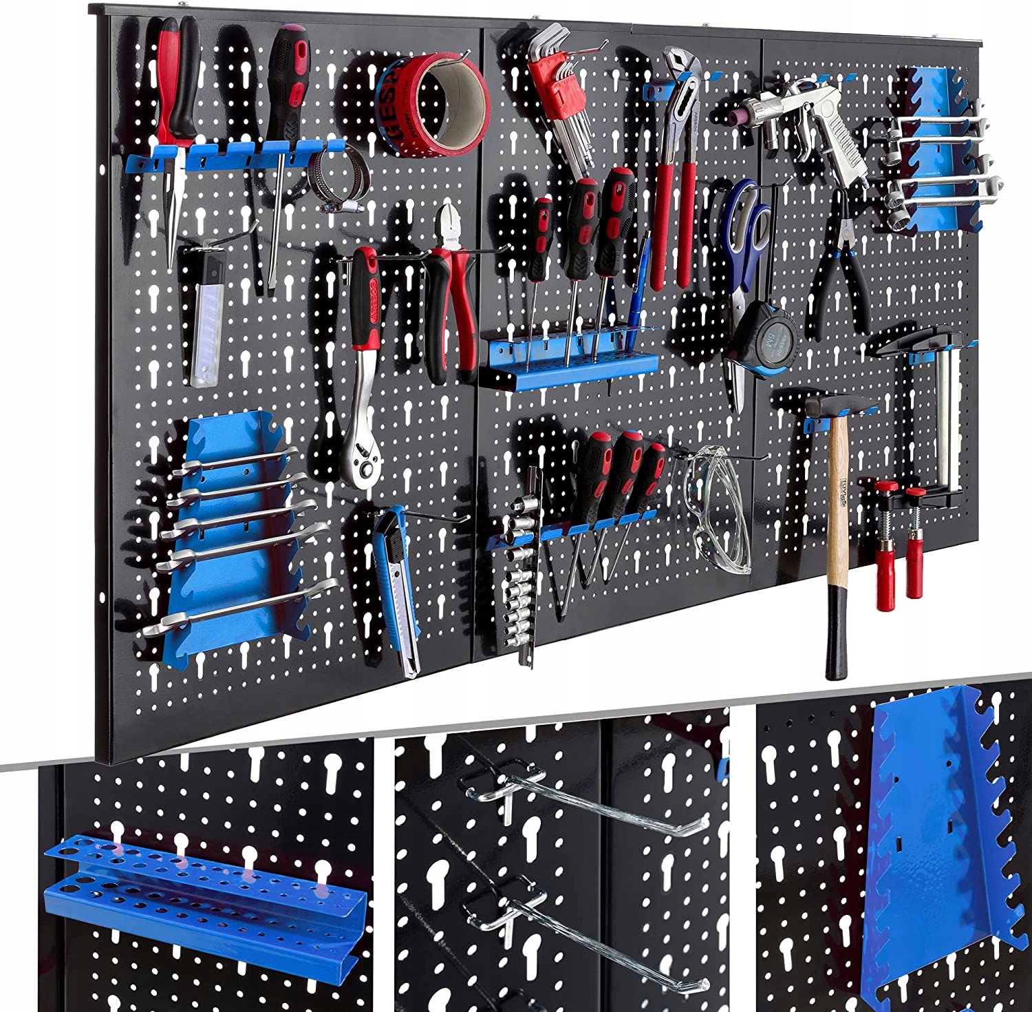ŚCIANKA NARZĘDZIOWA TRZYCZĘŚCIOWA ZESTAW HACZYKÓW