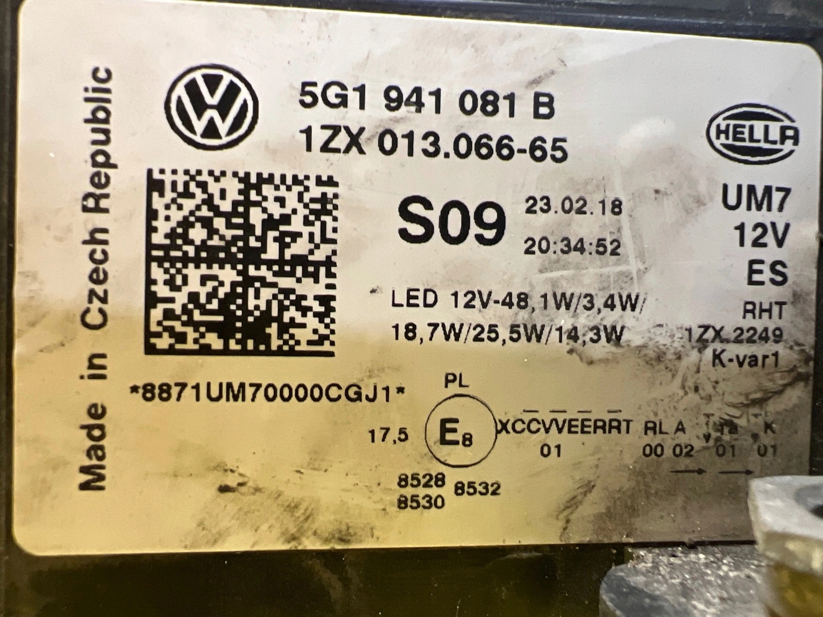 light left VW Golf VII GTE Lift Full Led 5G1941081B