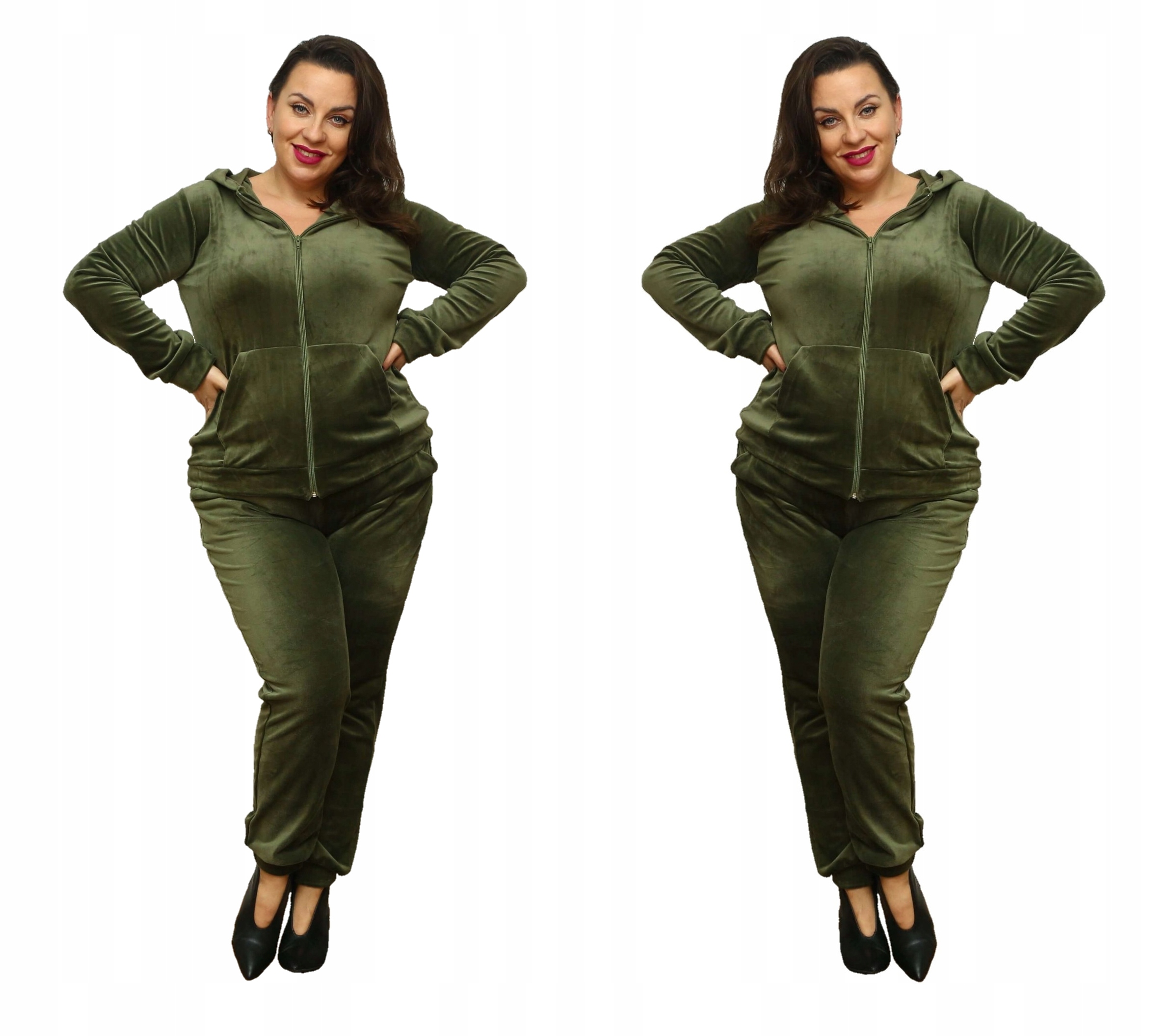 

Rozpinany Welurowy Komplet Dresowy Plus Size 4XL