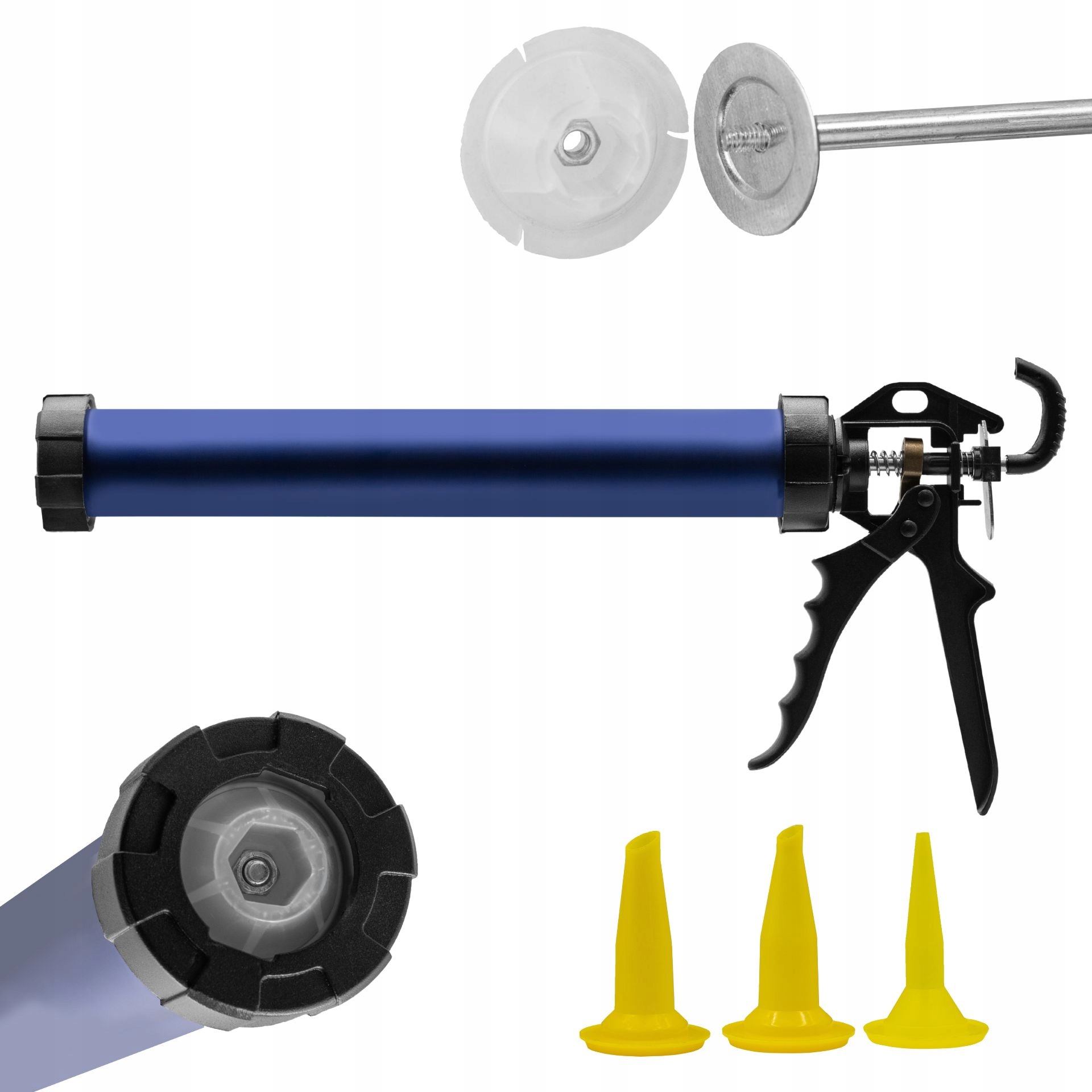 

Pistolet wyciskacz do silikonu mas 600ml 3 końcówk