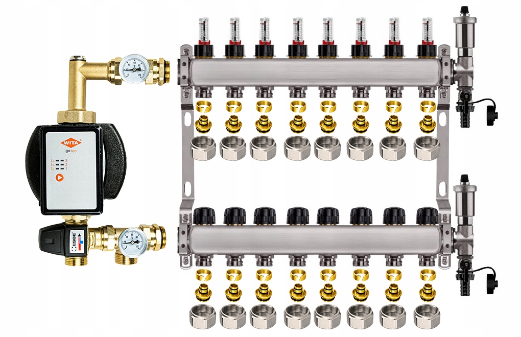 Rozdělovač pro podlahu 8 nerezový pro vytápění Čerpadlo Wita Pex