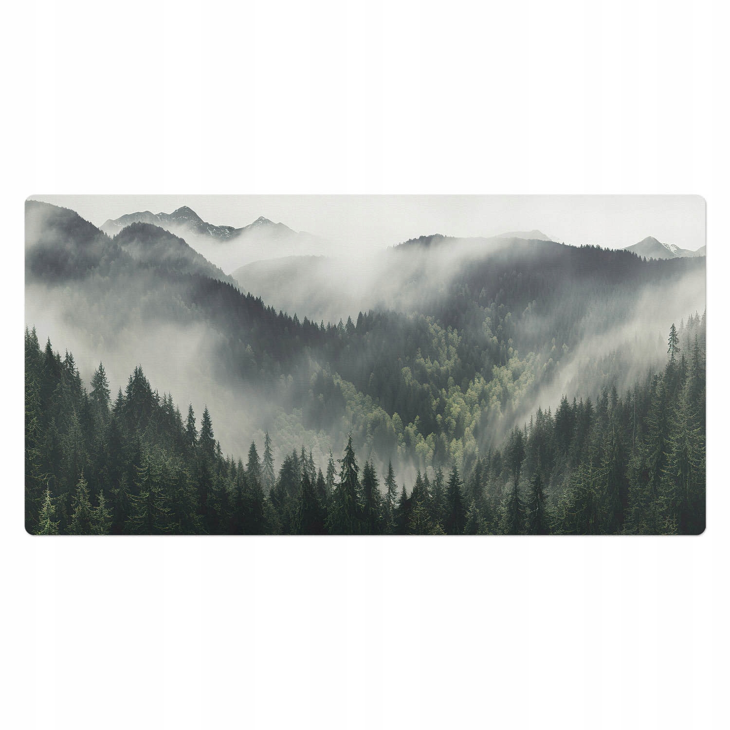 Vinylová podložka na stůl s grafikou Tajemná mlha v lese 100x50 cm