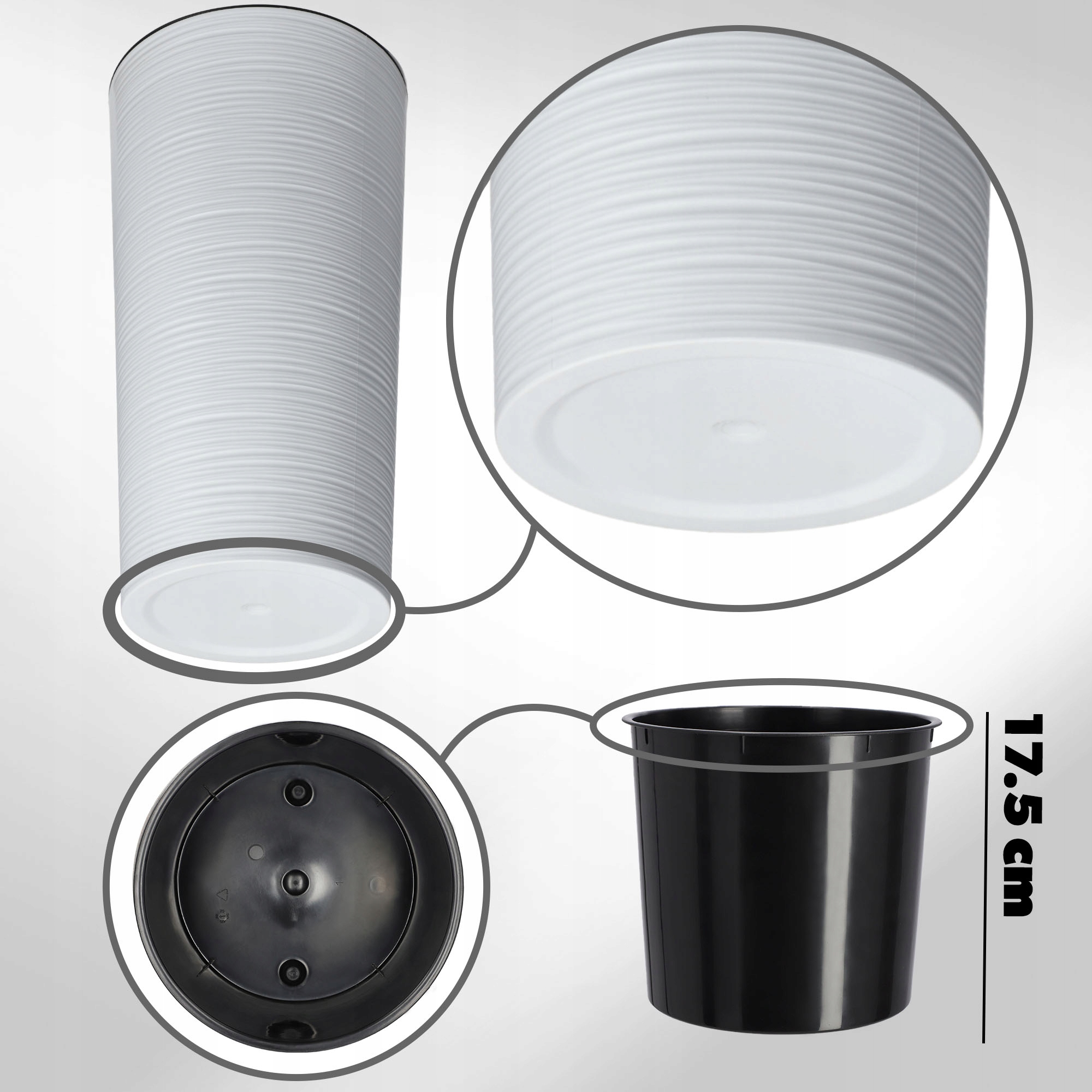 DONICZKA DONICA + WKŁAD NA KWIATY BIAŁA 19cm Marka Kadax