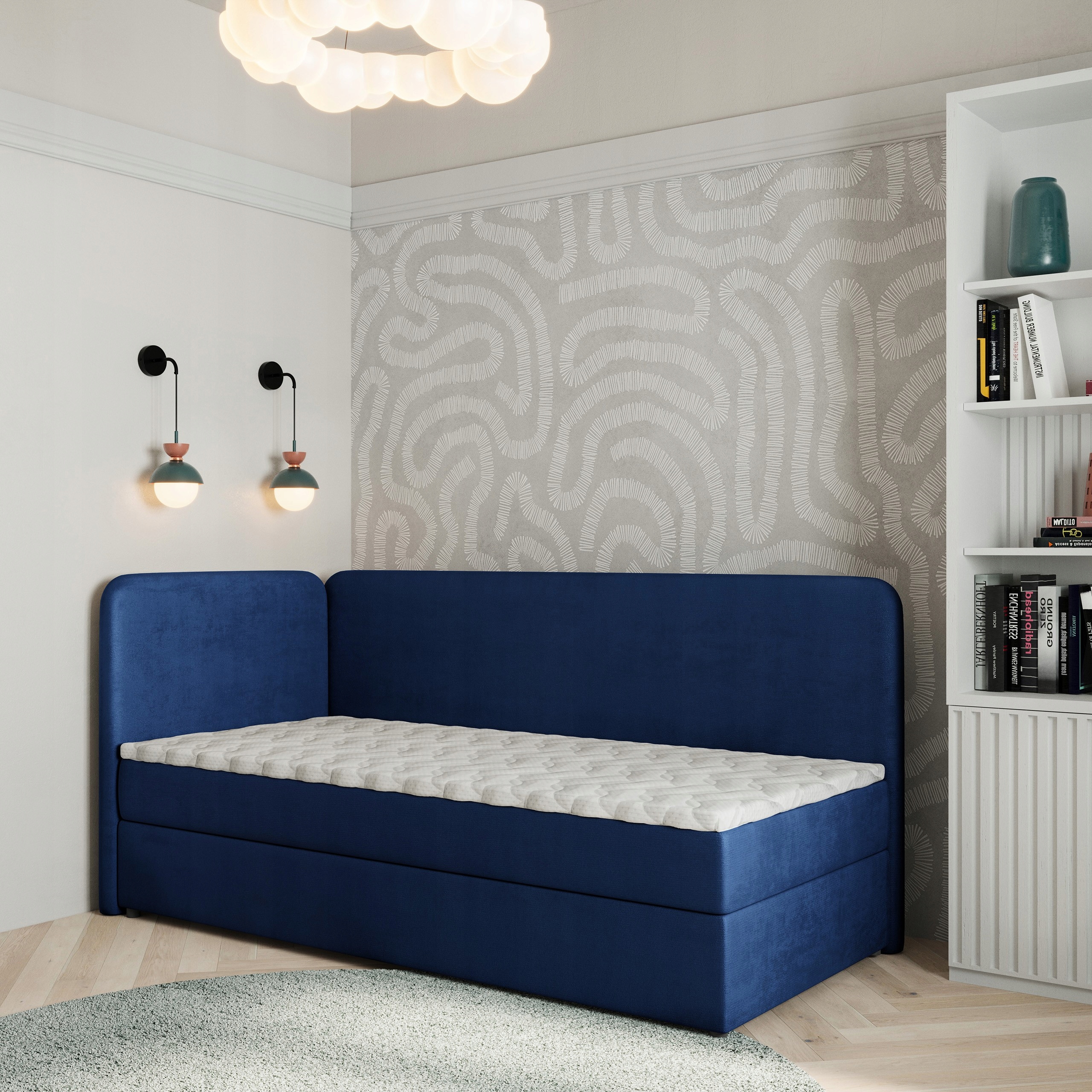 Postel Pro Mláděž Gina 90x200 cm s matrací, jednolůžko, modrá barva