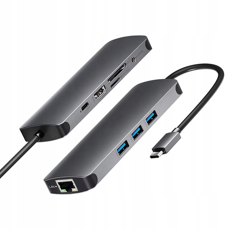 Adapter 9w1 HUB USBC HDMI 4K SD do Macbook Pro/Air