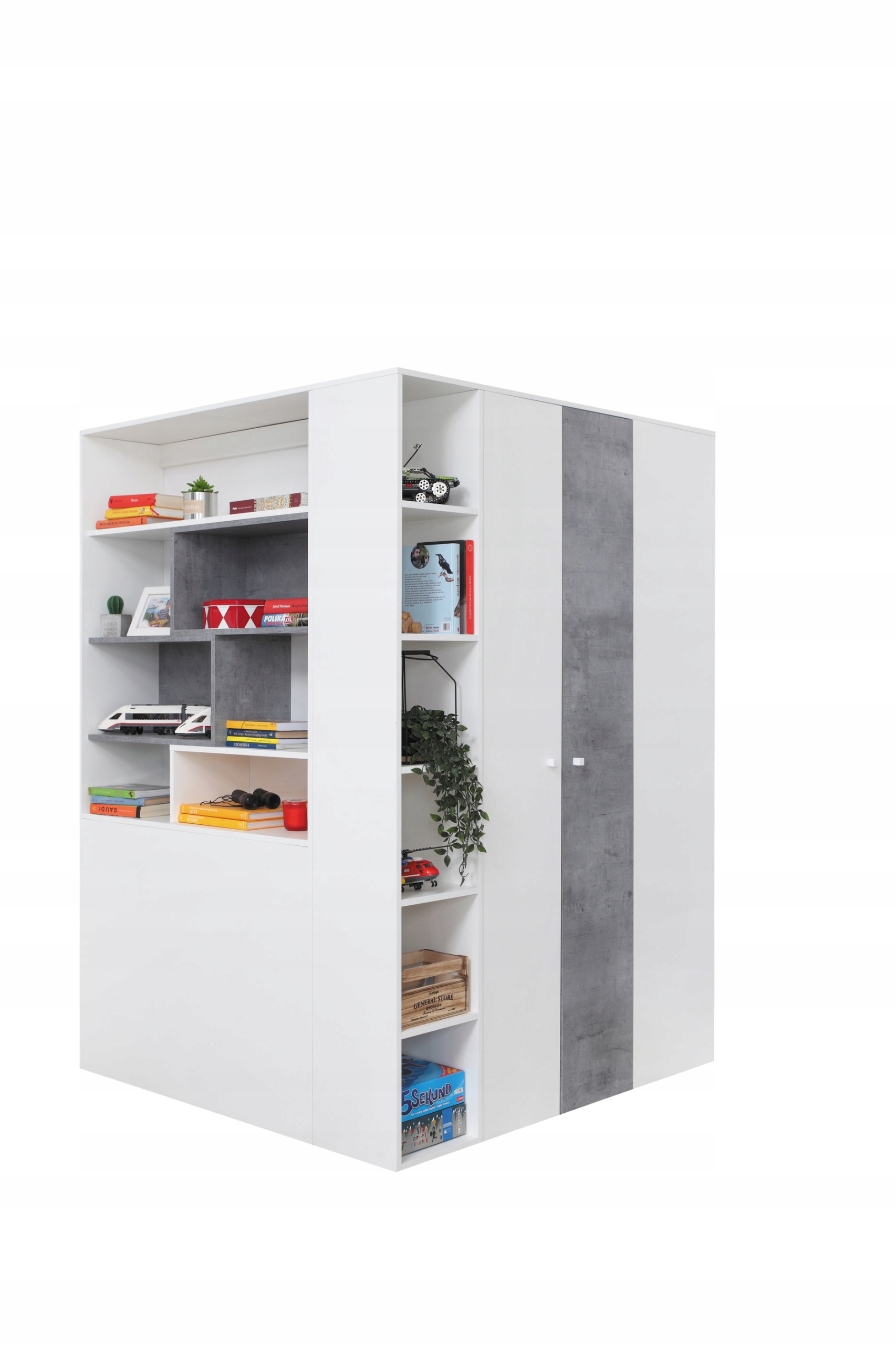 Skříň 135 cm Výklopné dveře Bílá