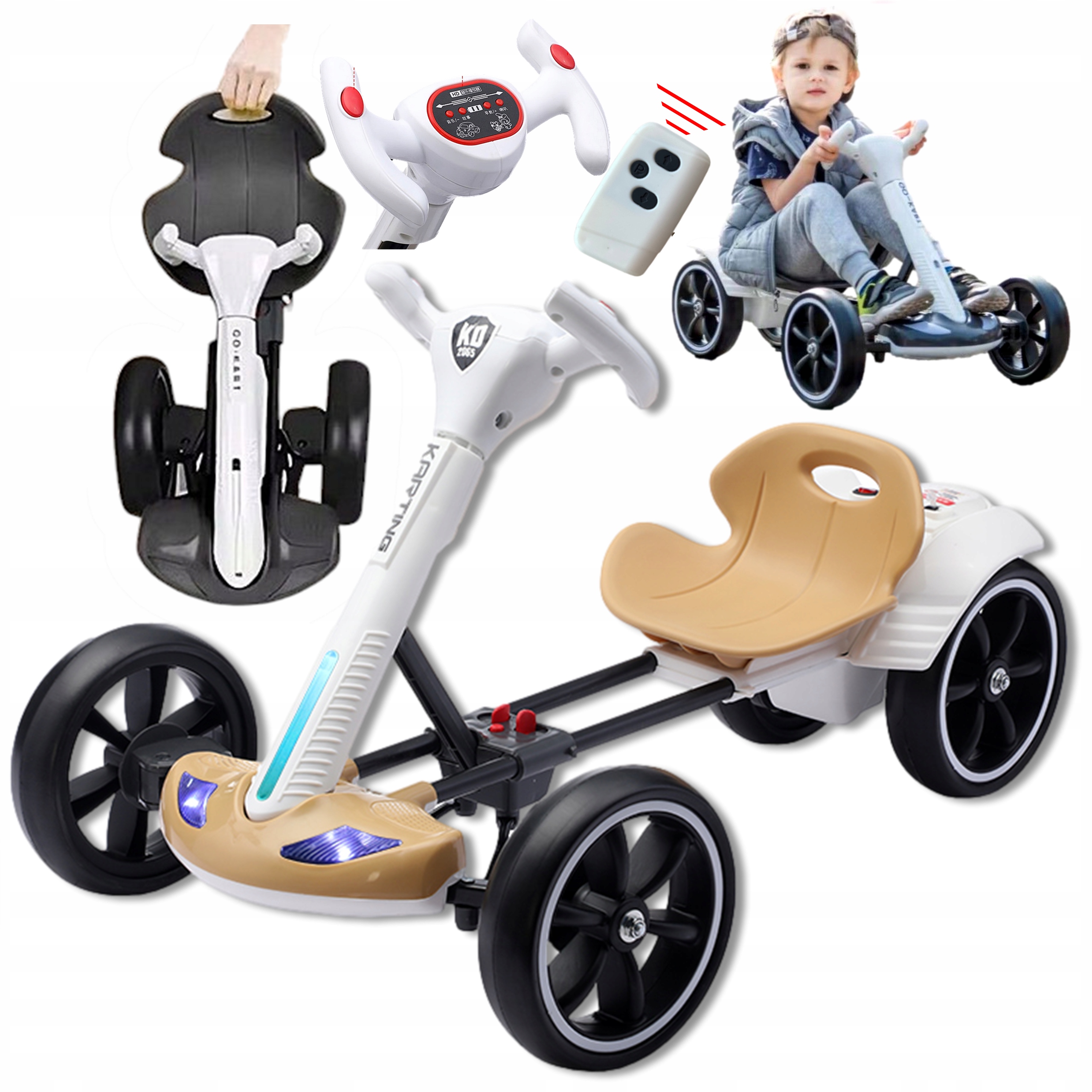 Gokart Elektryczny jeździk auto dla dzieci na akumulator składany Pilot