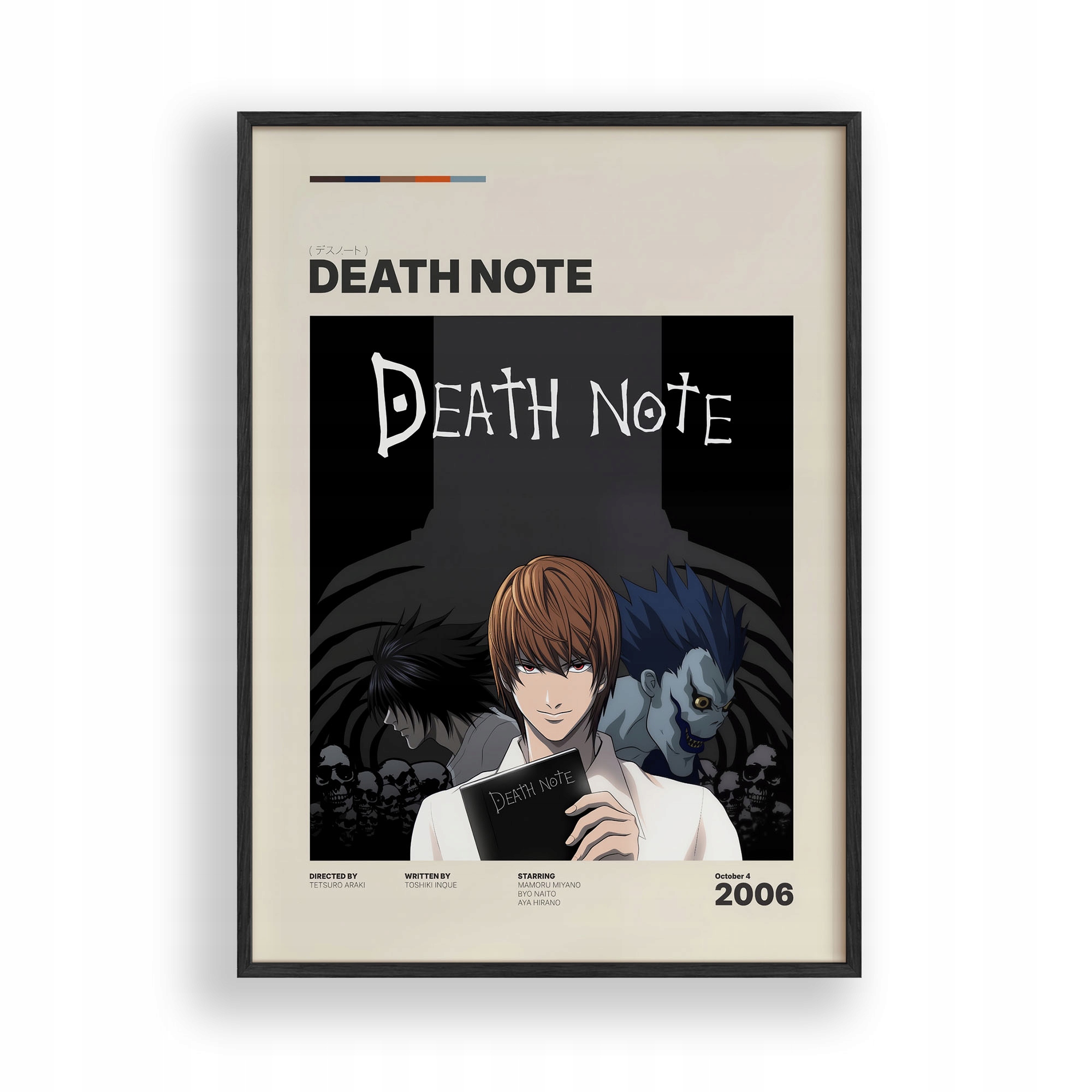 Obraz Death Note Light Yagami Anime Plakát Rámeček Dřevěný Černý 30x42 cm