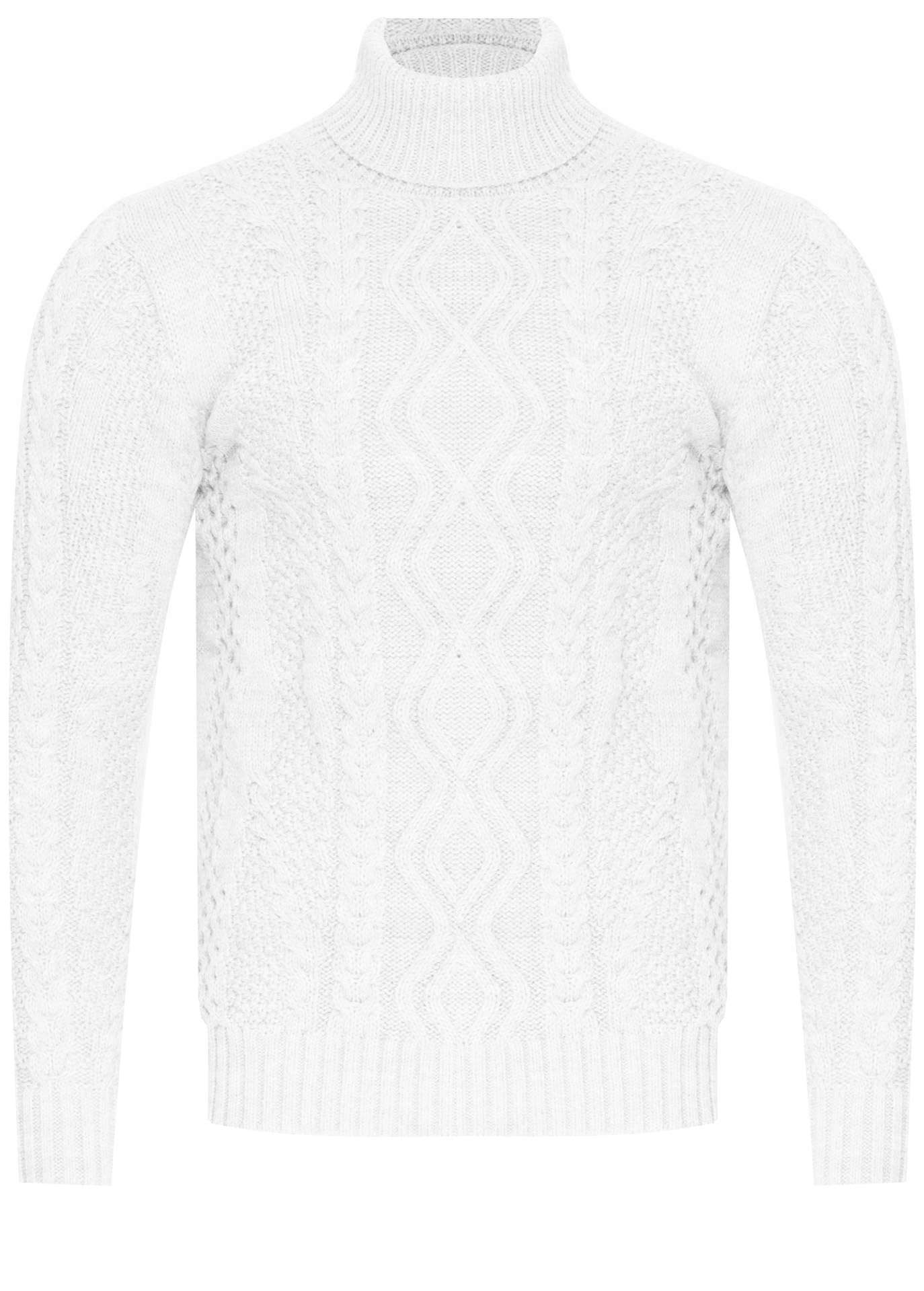 Pánský Svetr S Rolákem 3157/BÍLÝ teplý rolák, vlněný dárek k Vánocům