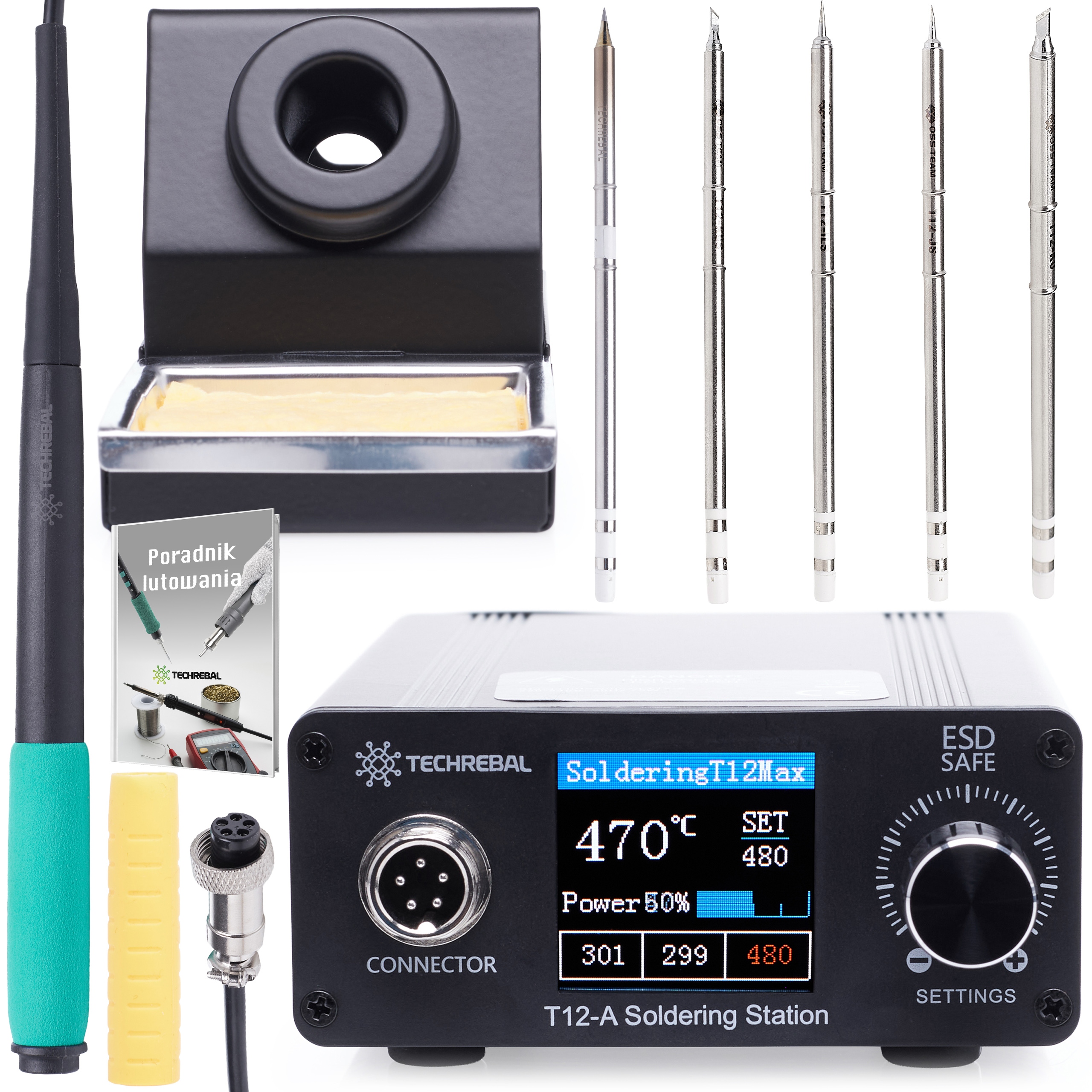 Set Pájecí Stanice T12A 5x Grot T12 Oss Páječka 3 Kanály Režim Sleep