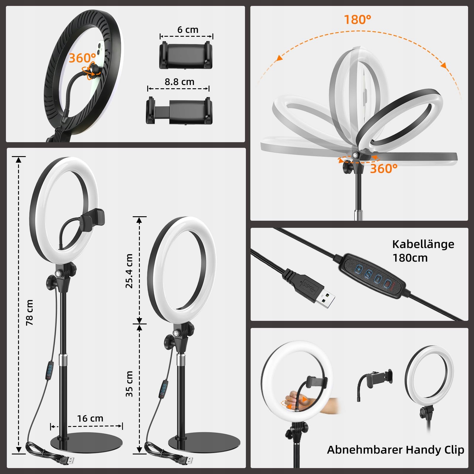 EVERSHOP Lampa Pierścieniowa LED 10.5" Stojak Laptop Telefon Streaming — miniatura 6