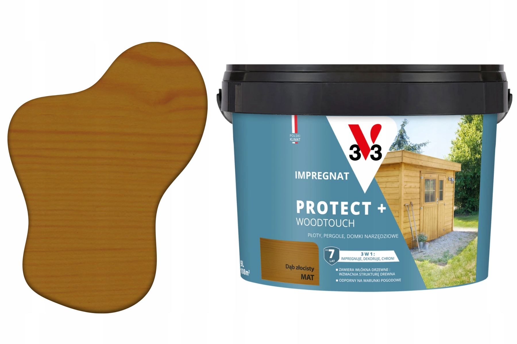 v33 Impregnát Protect+ dub zlatý 9 l