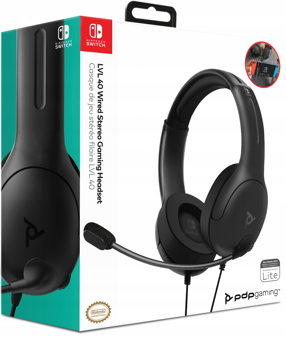 Pdp Switch Słuchawki przewodowe LVL40 Black