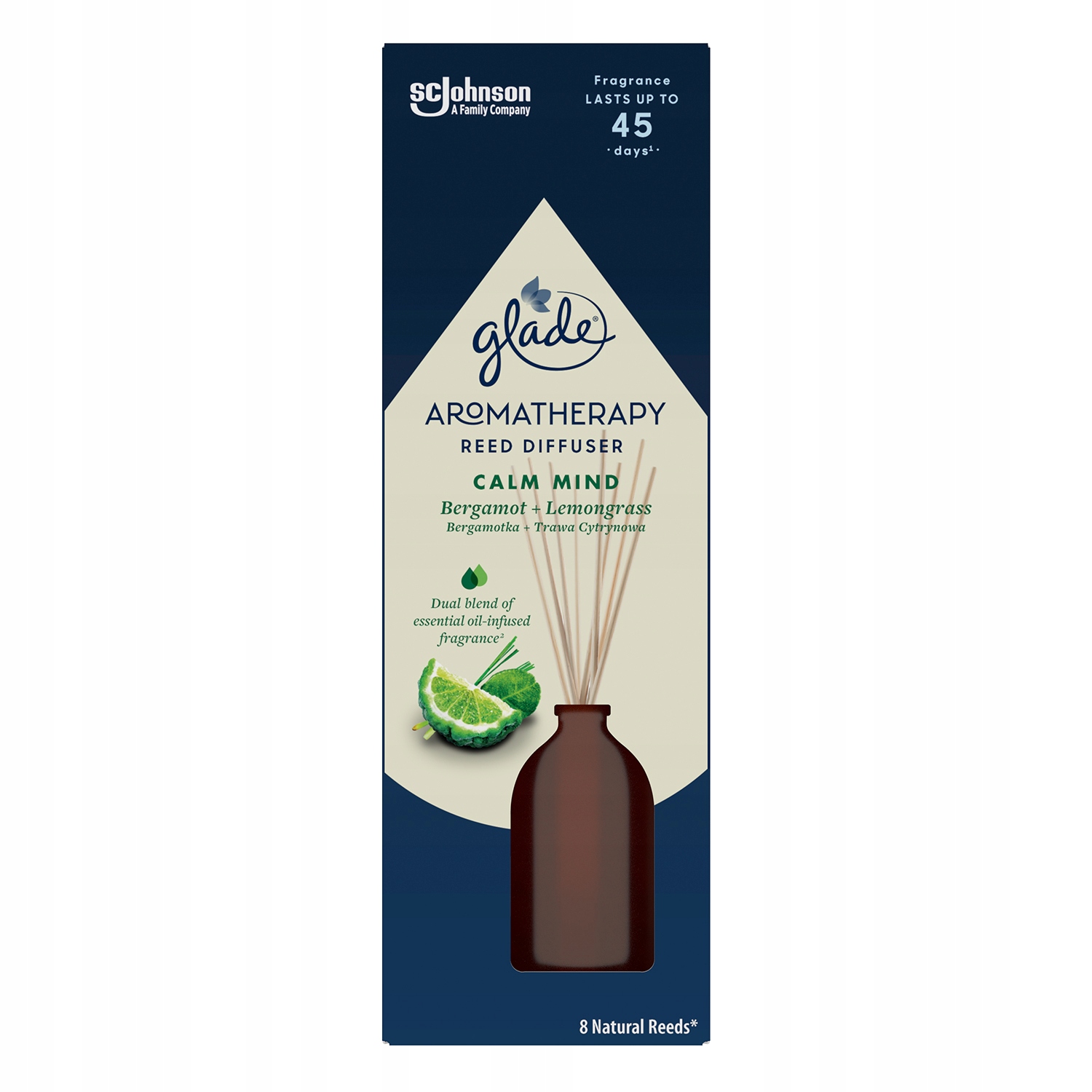 Levně Vonné Tyčinky Glade Calm Mind 80 ML Olejky Bergamotka Tráva Citronová