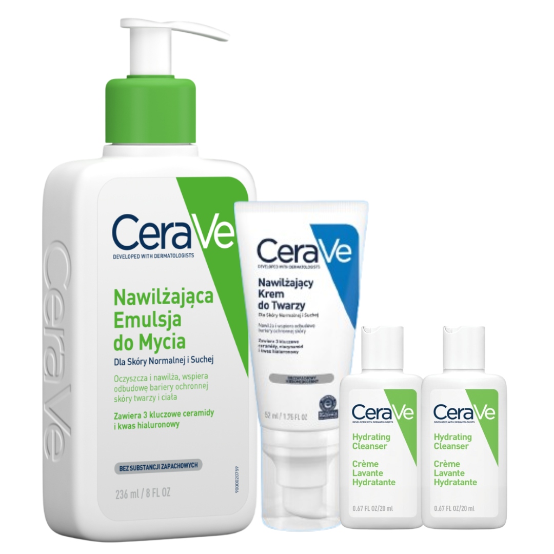 Zestaw CeraVe Krem Nawilżający do Twarzy, Emulsja Nawilżająca 236ml
