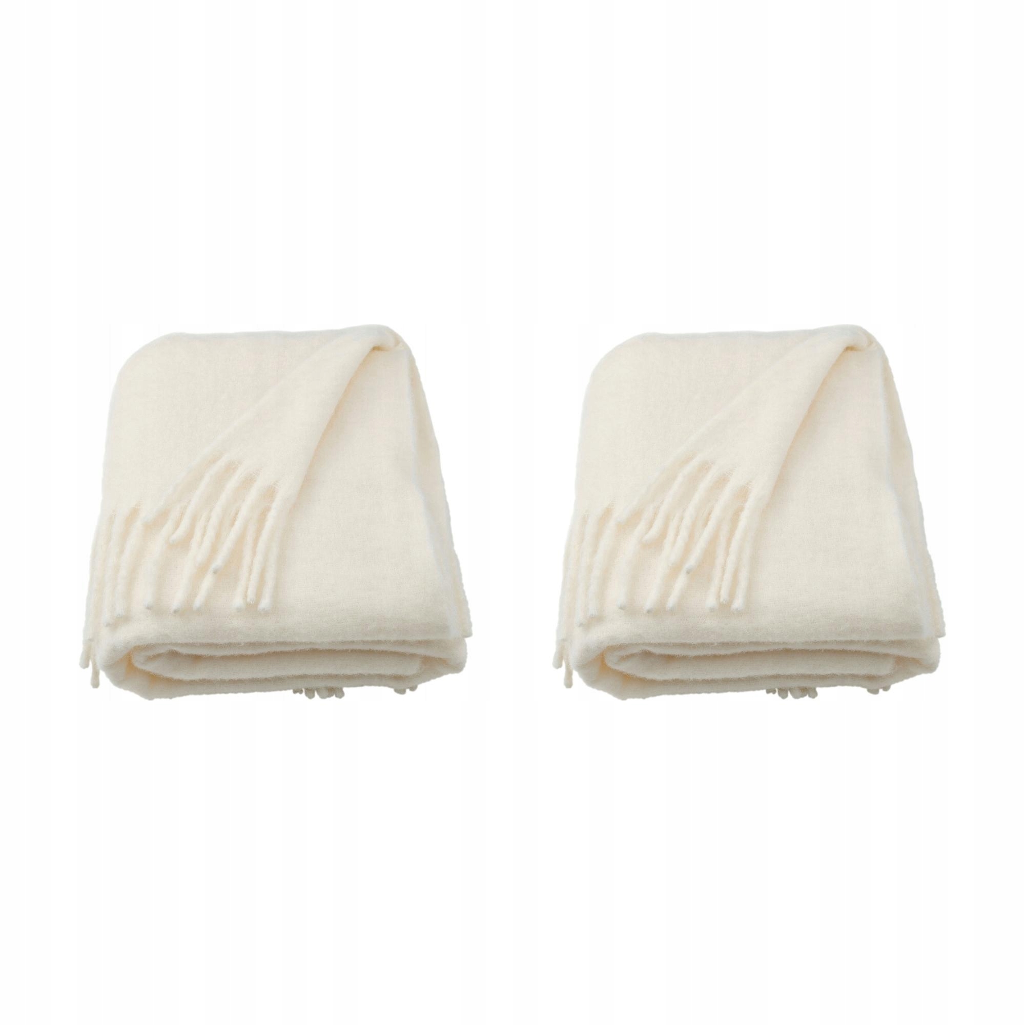 2 ks krémový pléd 130 x 170 cm z recyklovaného polyesteru Klippoxel