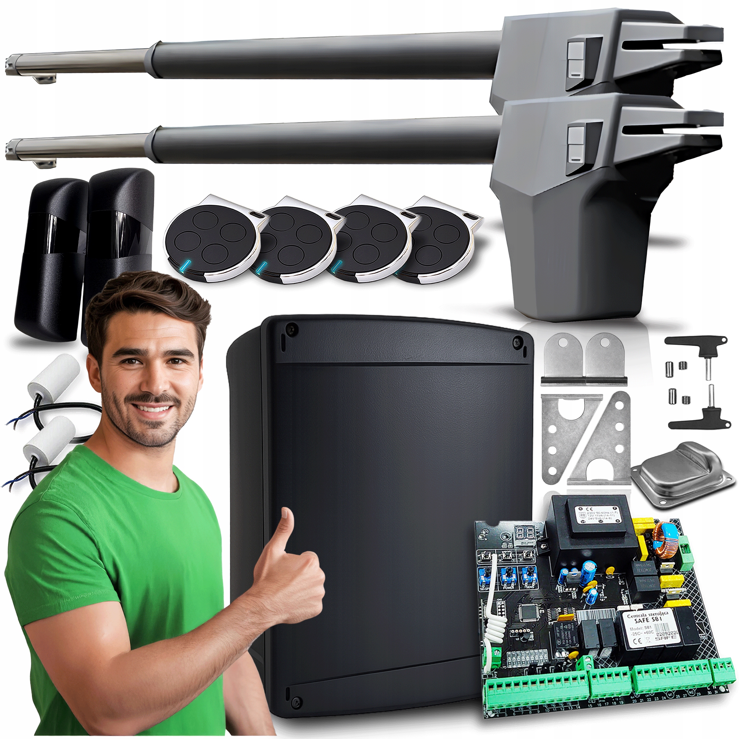 Pohon pro dvoukřídlou bránu Set automat ovladače pohon 8,6 m 400 kg