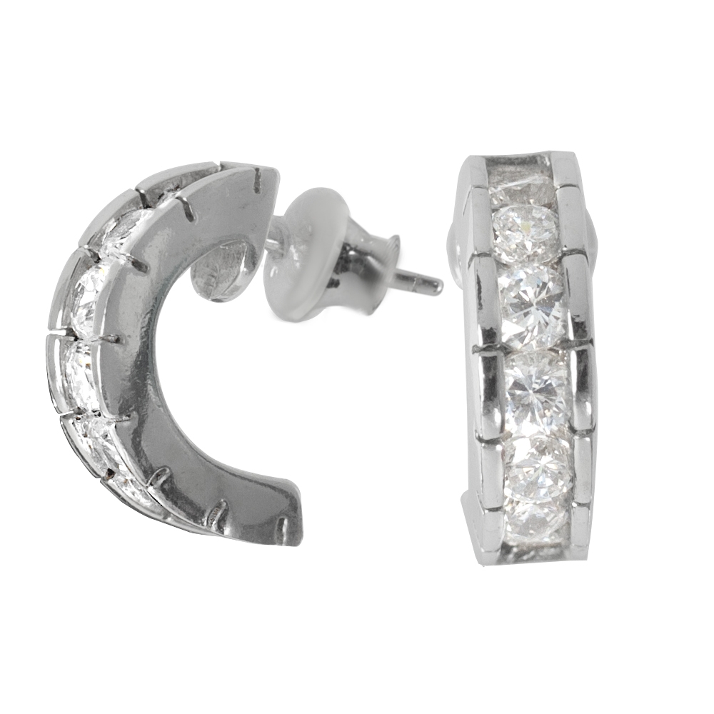 Náušnice Pásky Stříbro 925 Se Zirkony Na Tyčinku