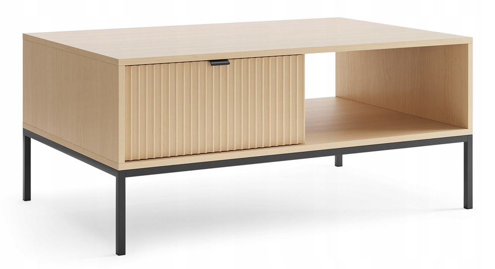 Kávová lavice Vellore dvě zásuvky 104x68 cm dub vicenza černé nohy