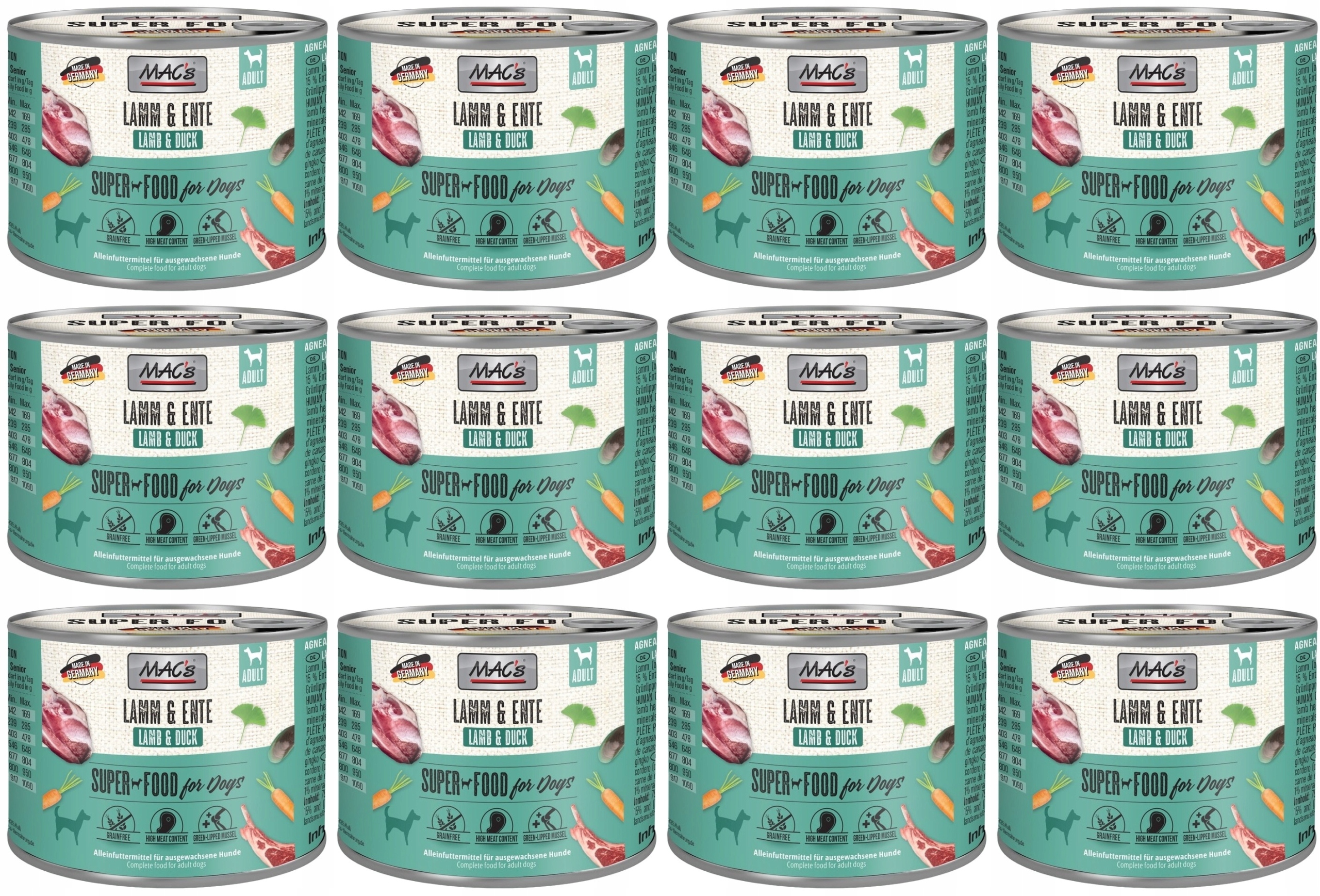 Levně MAC's Pes Jehněčí a kachna 12 x 200 g