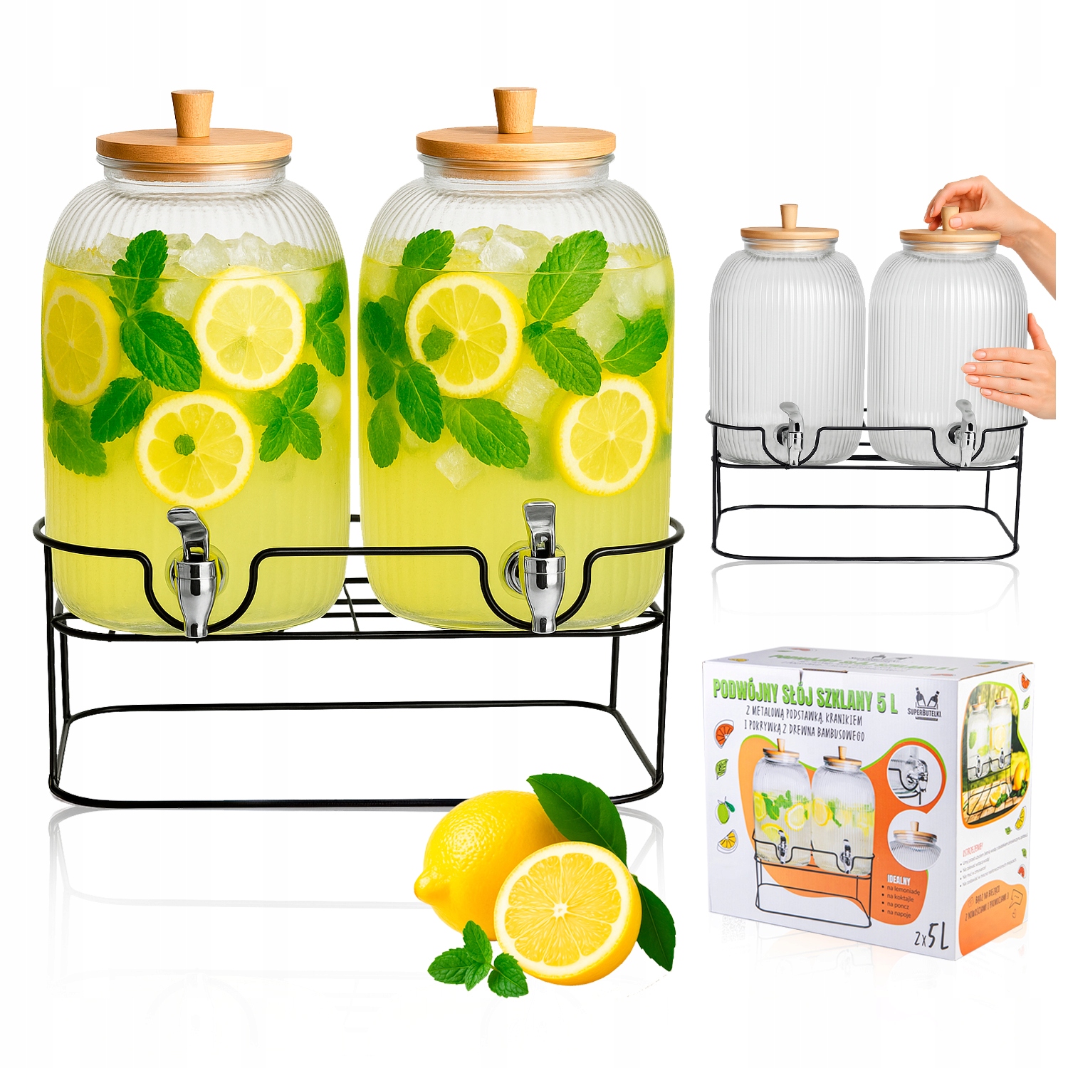 2x sklenice s kohoutkem 5 l sklenice nádoba s kohoutkem stojan na džbán