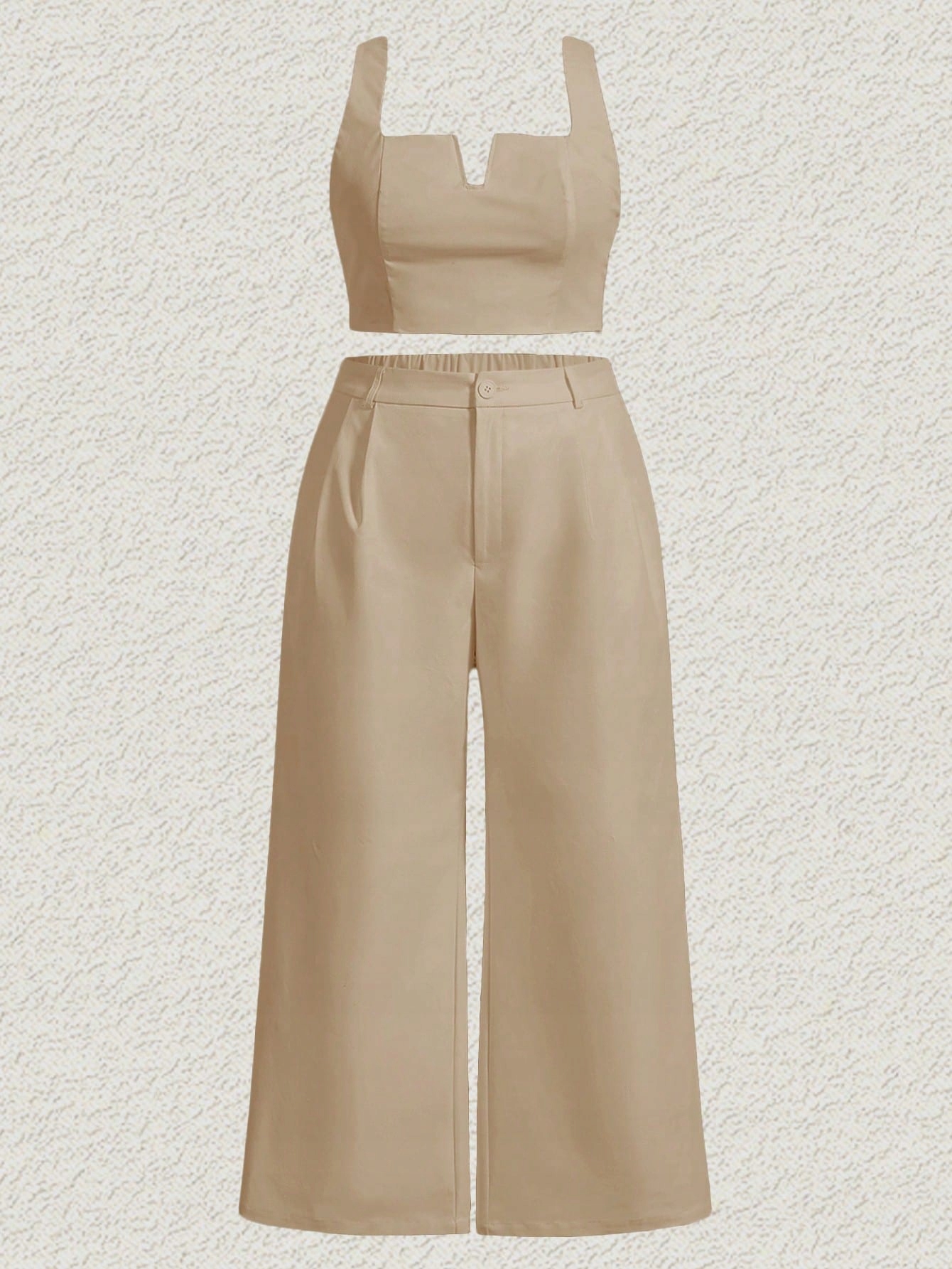 Elegantní Dámský Vizitkový Stylový Módní Béžový Komplet Shein 3XL 46