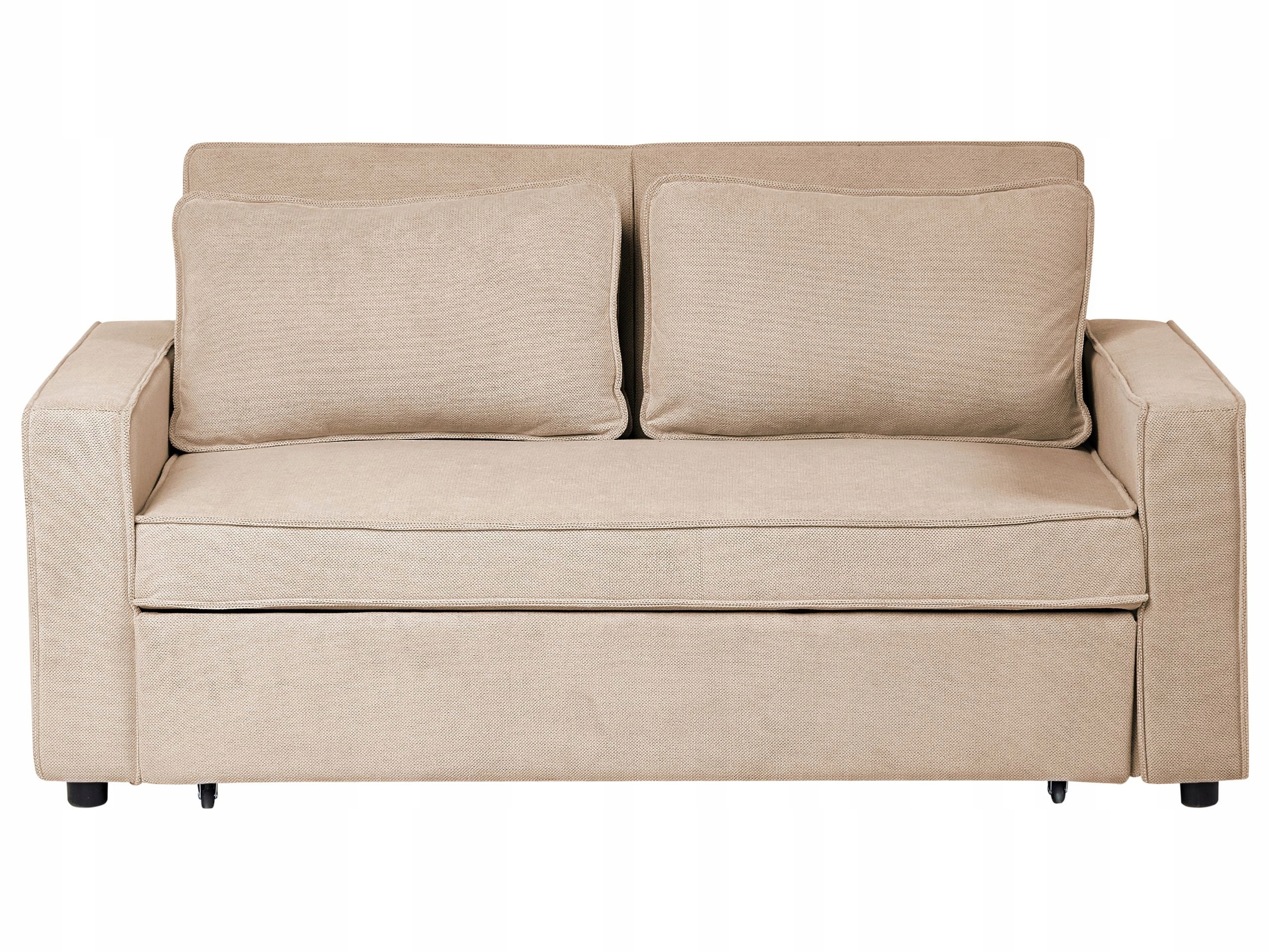 Sofa tapicerowana rozkładana dwuosobowa z funkcją spania jasnobrązowy