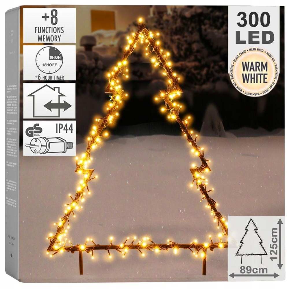 Vonkajší kovový svietiaci vianočný stromček 300 Led 125 cm