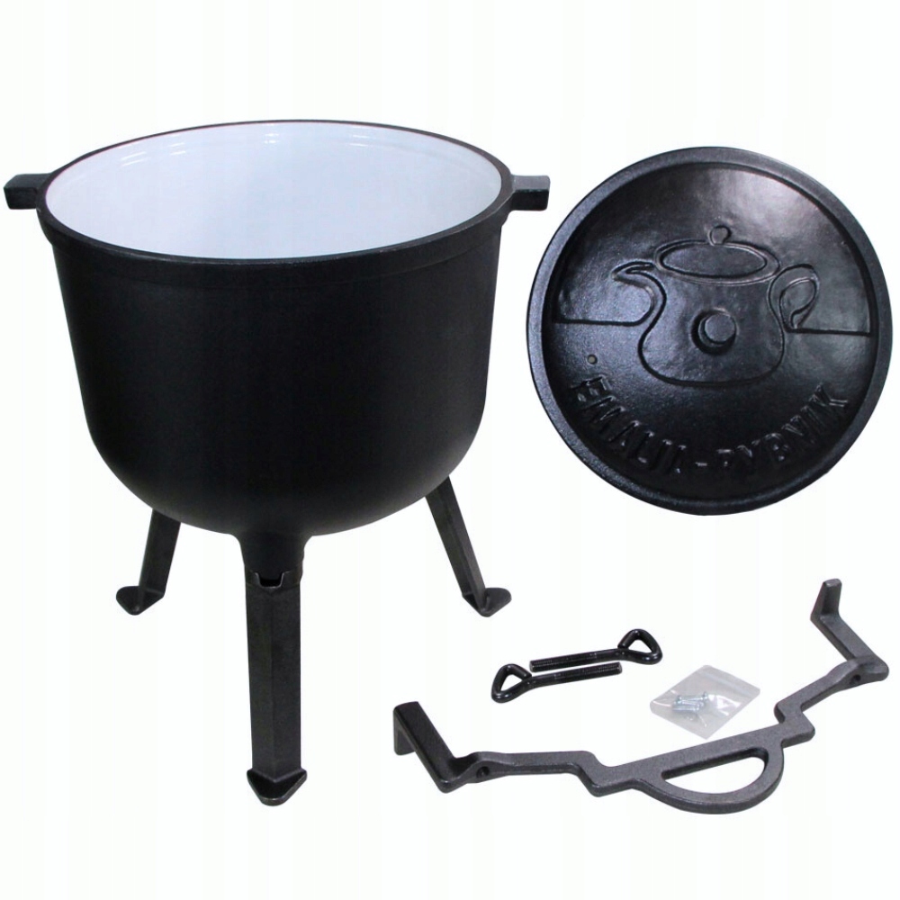 KOCIOŁEK EMALIOWANY ŻELIWNY GARNEK MYŚLIWSKI 4l