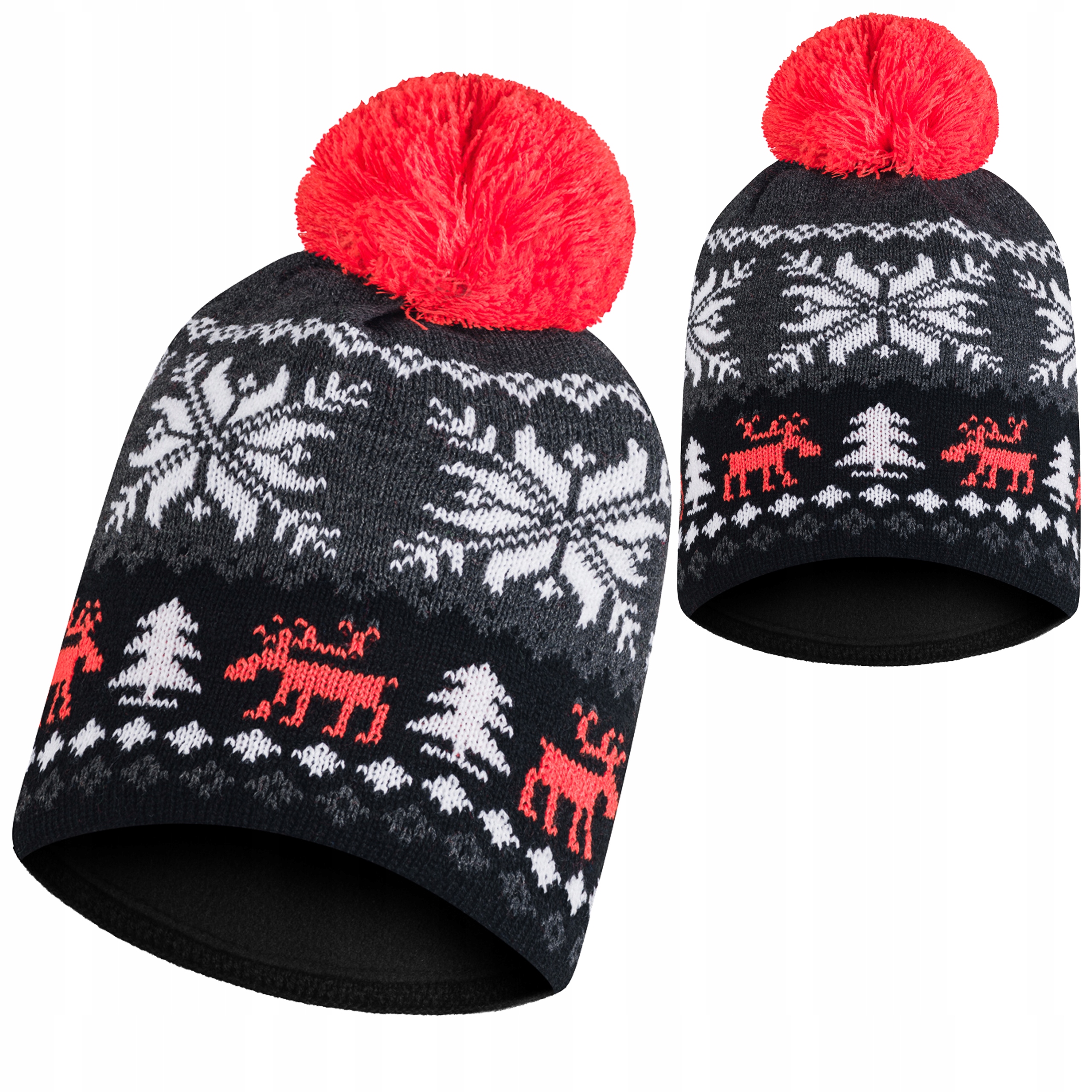 

Czapka zimowa szara z pomponem polar termoaktywny